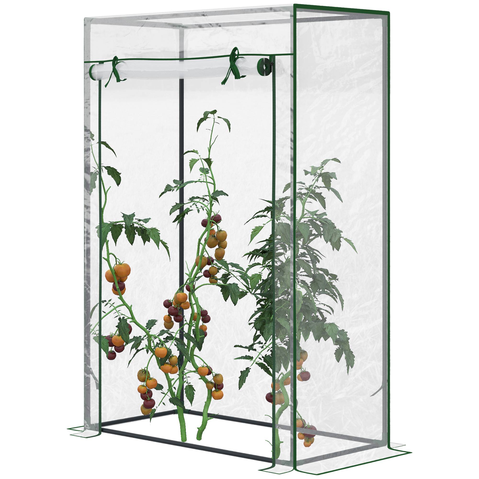 Sans Marque - Serre jardin balcon bâche PVC renforcé acier porte zip légumes plantes fleurs 100x50x150 cm blanc - Image 1