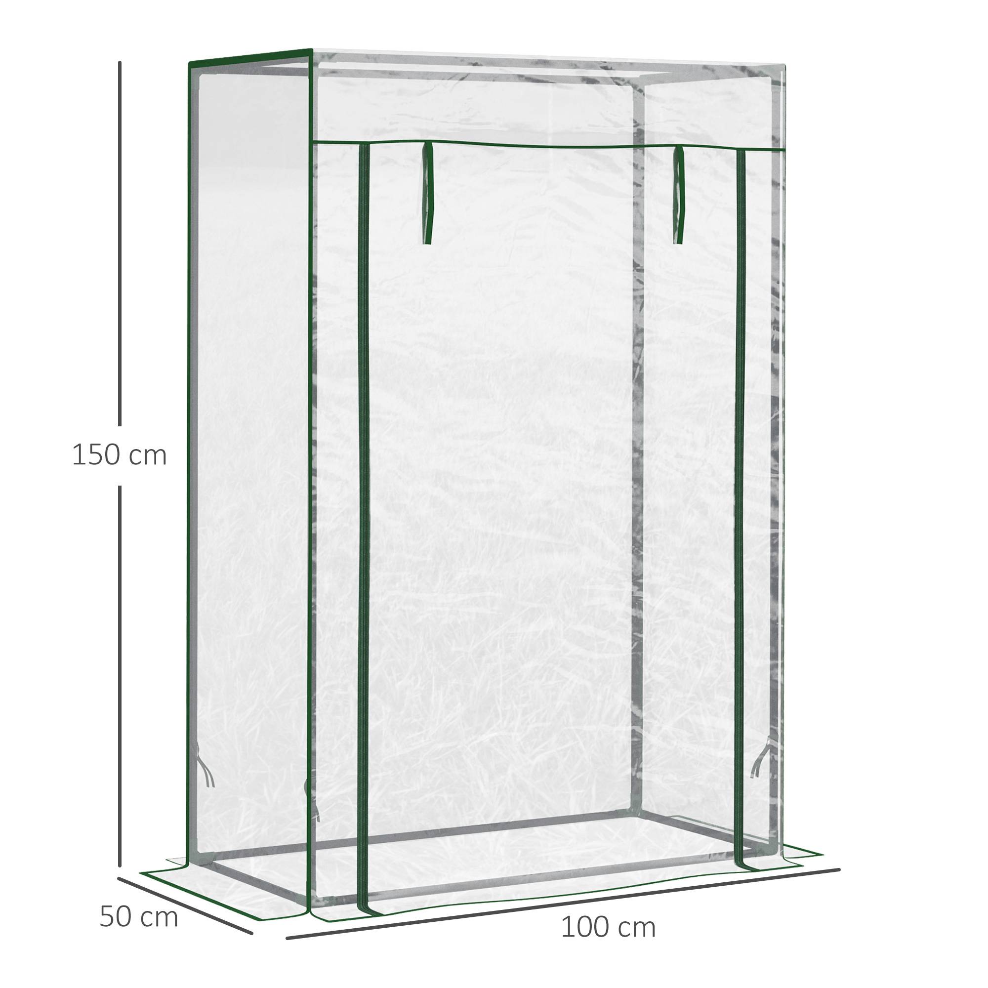 Sans Marque - Serre jardin balcon bâche PVC renforcé acier porte zip légumes plantes fleurs 100x50x150 cm blanc - Image 5