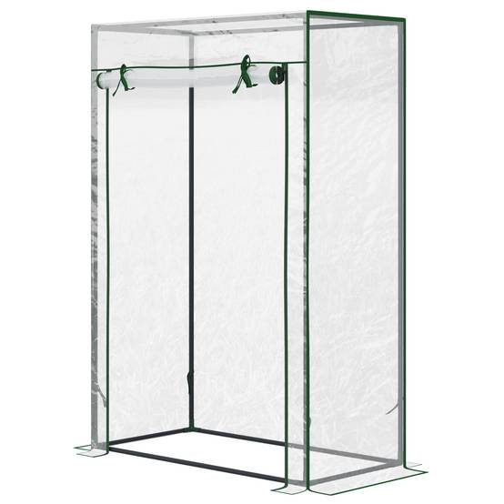 Sans Marque - Serre jardin balcon bâche PVC renforcé acier porte zip légumes plantes fleurs 100x50x150 cm blanc - Image 2