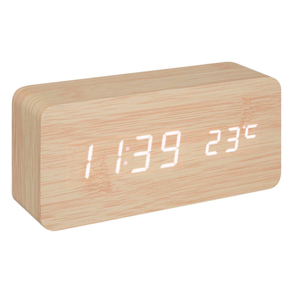 Atmosphera - Réveil "Gamiel" bois et cuivre 15x7cm - Atmosphera Créateur d'intérieur - Image 2