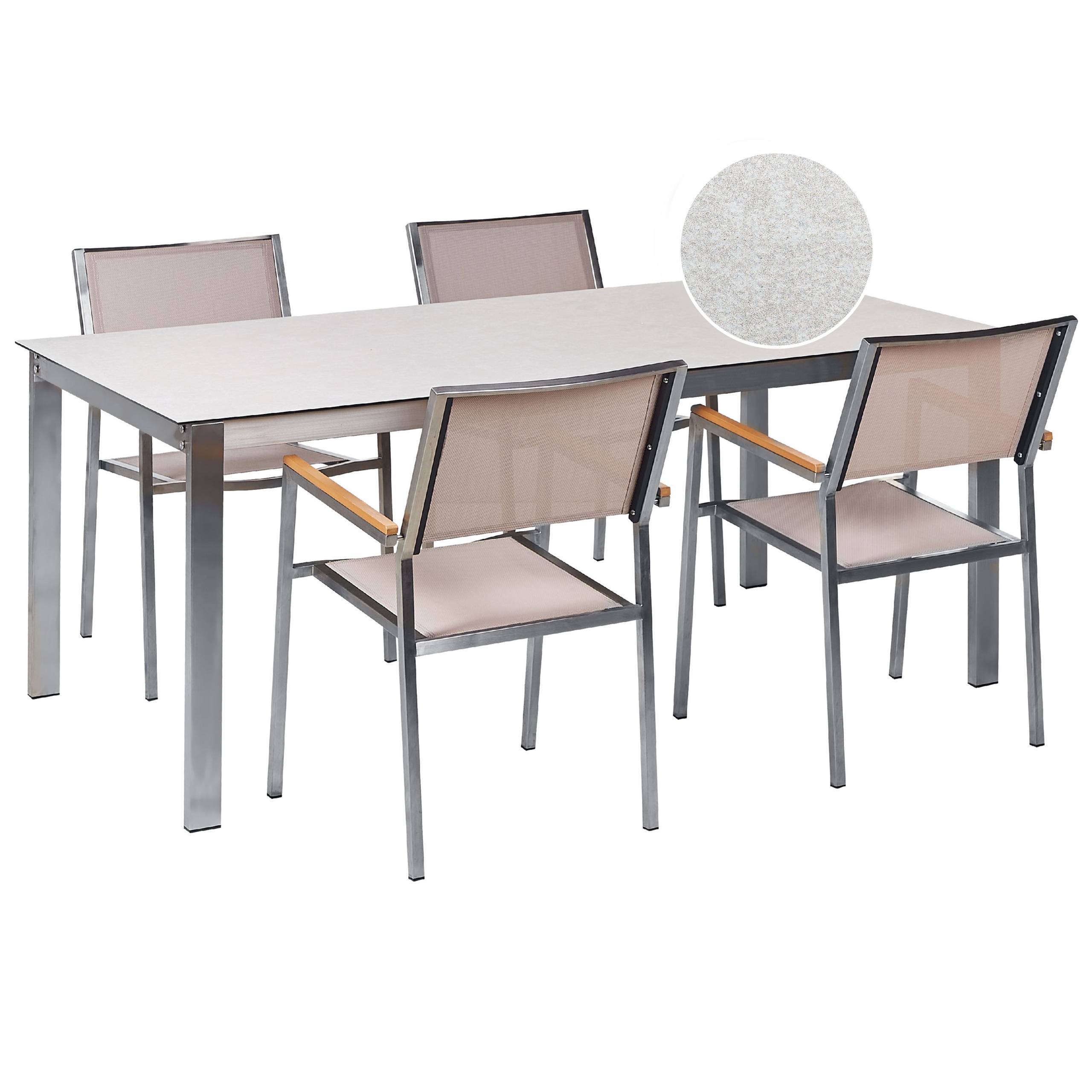 Beliani - Set de salle à manger, 4 Personnes Verre de sécurité Blanc/beige COSOLETO/GROSSETO - Beliani - Image 2