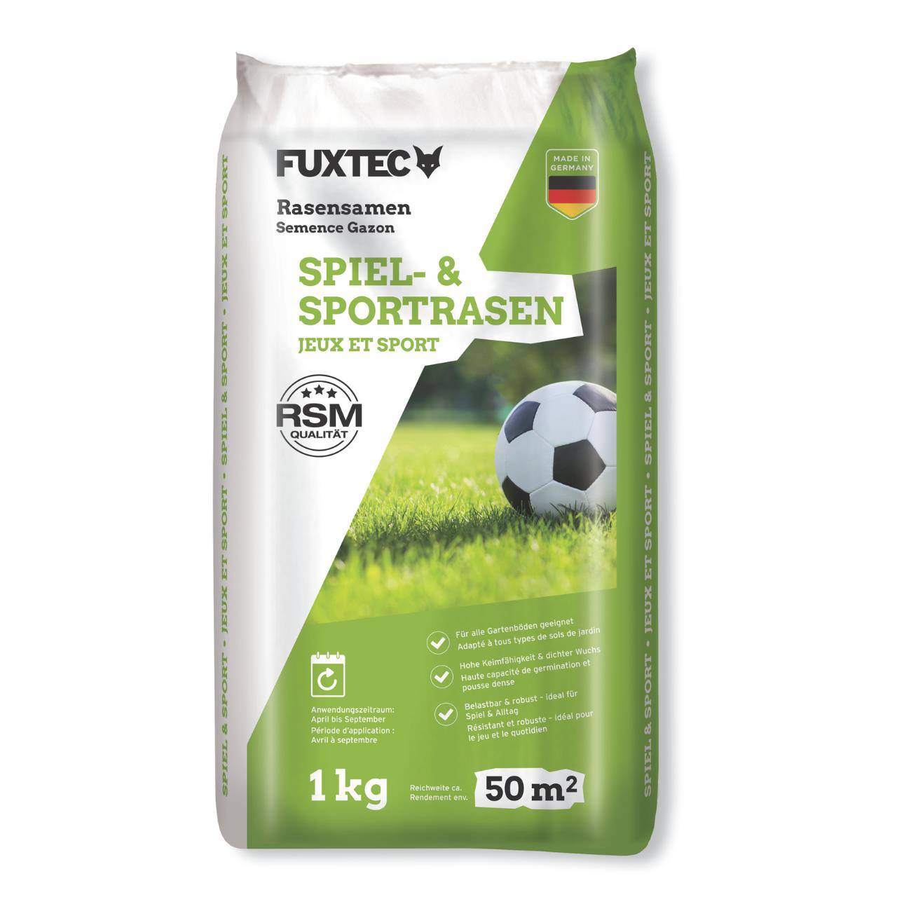 Semences de gazon sport et jeux 1 kg FUXTEC FX-RSSP1 pelouse résistante au piétinement jardin et zones de loisirs - Image 1