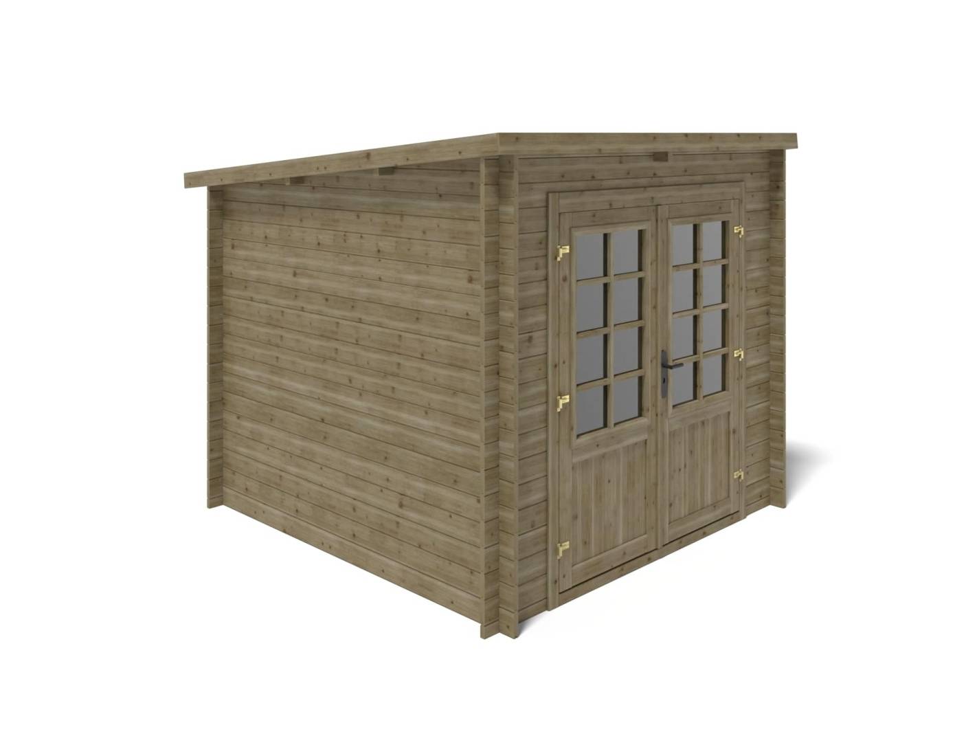 Altanka - Abri de jardin en bois - 6.25m2 - 2.5x2.5m - Traité - Ep. 28mm - Couleur: vert - DOM724 - ALTANKA - Image 7