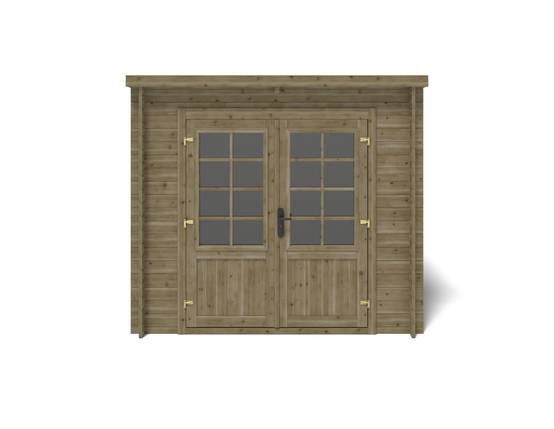 Altanka - Abri de jardin en bois - 6.25m2 - 2.5x2.5m - Traité - Ep. 28mm - Couleur: vert - DOM724 - ALTANKA - Image 6