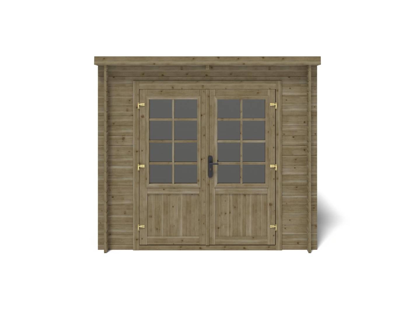Altanka - Abri de jardin en bois - 6.25m2 - 2.5x2.5m - Traité - Ep. 28mm - Couleur: vert - DOM724 - ALTANKA - Image 6