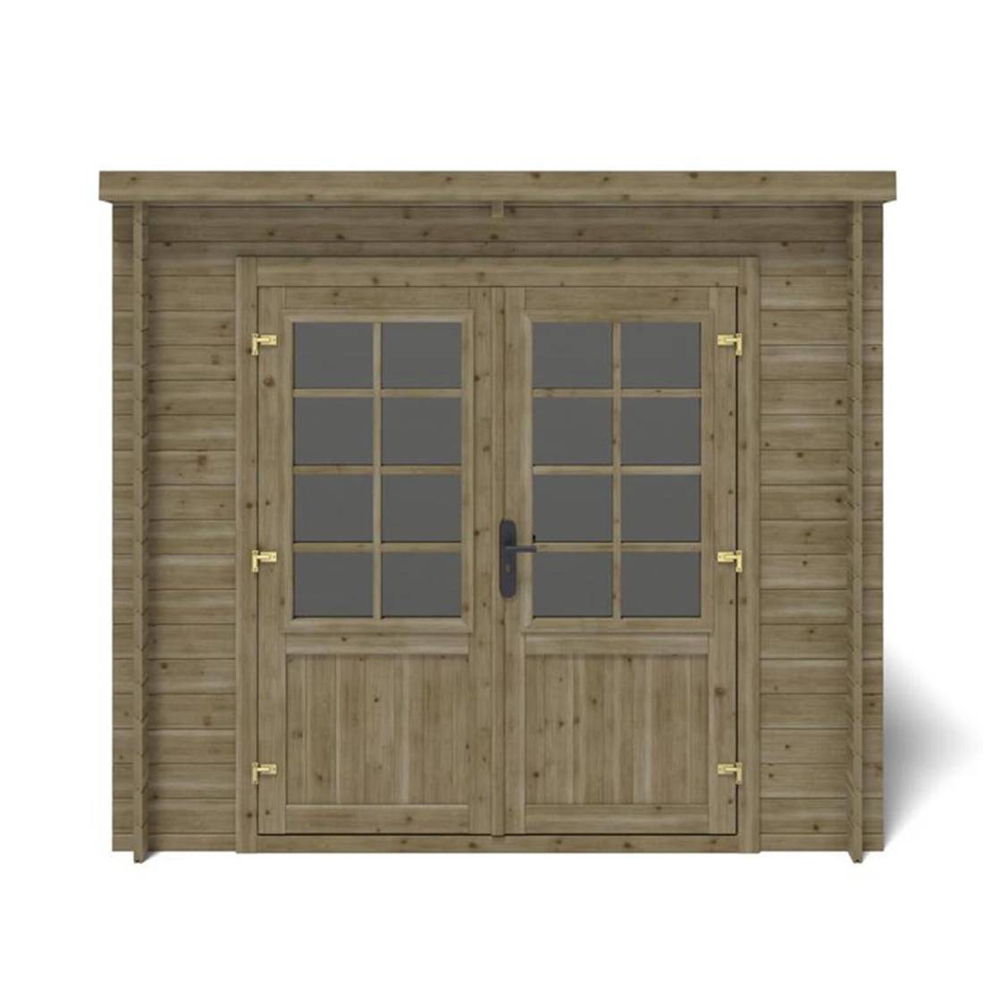 Altanka - Abri de jardin en bois - 6.25m2 - 2.5x2.5m - Traité - Ep. 28mm - Couleur: vert - DOM724 - ALTANKA - Image 3