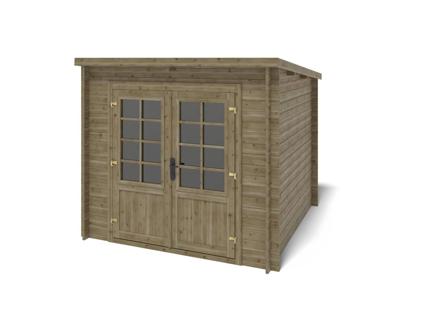 Altanka - Abri de jardin en bois - 6.25m2 - 2.5x2.5m - Traité - Ep. 28mm - Couleur: vert - DOM724 - ALTANKA - Image 2