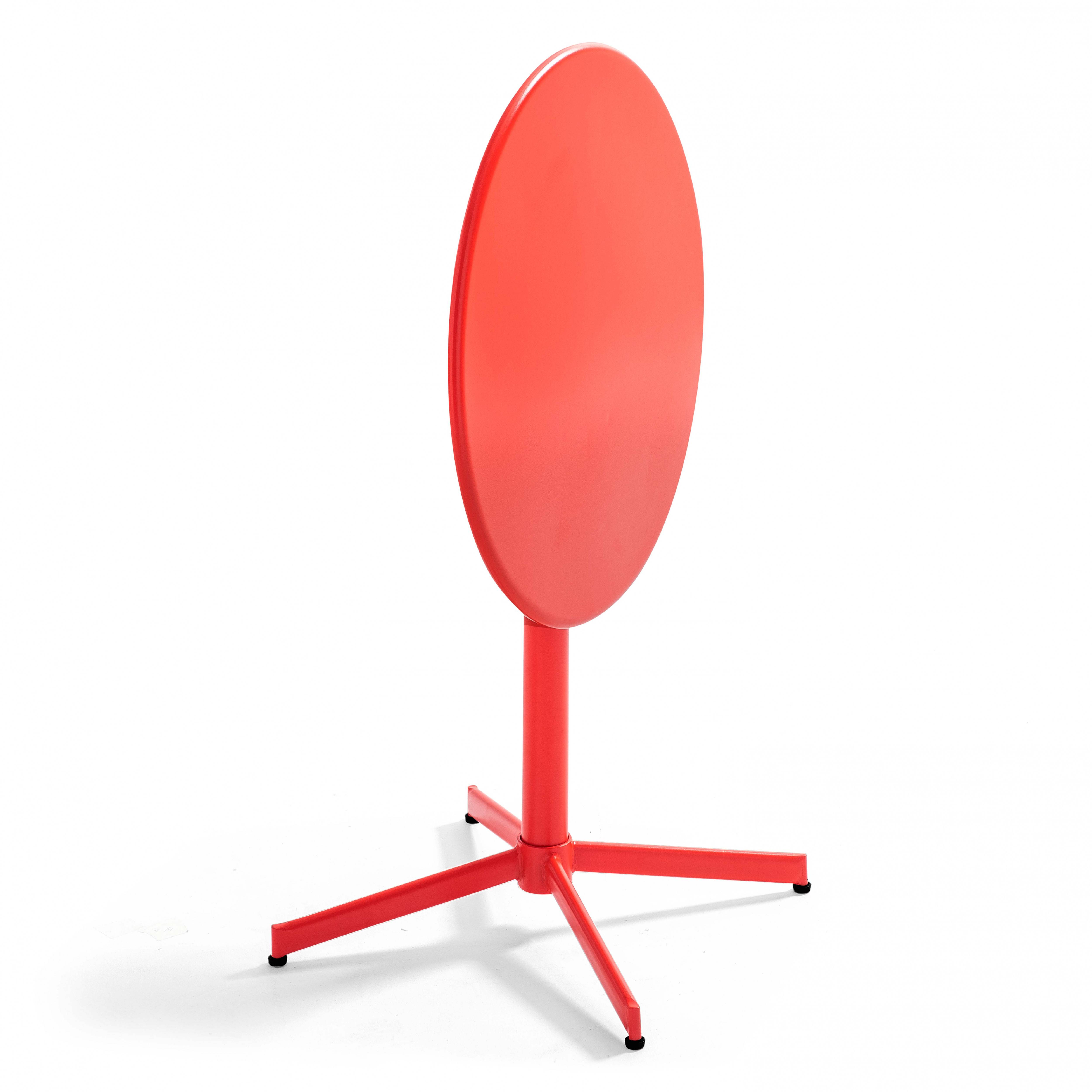 Oviala - Ensemble table de jardin ronde et 4 chaises rouge Palavas - Oviala - Image 4