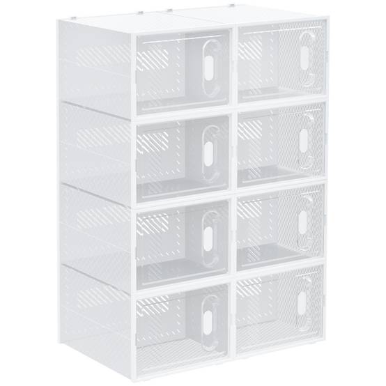 Range-chaussures 8 pièces, boîtes à chaussures empilables pour chaussures jusqu'à la pointure 46, portes magnétiques, plastique, 28 x 36 x 21 cm - Image 1