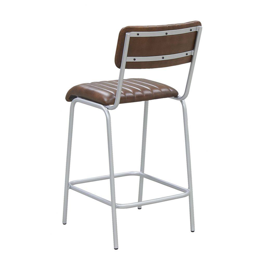 Aubry Gaspard - Tabouret de bar en cuir et métal Hauteur Siège 65 cm - Image 4