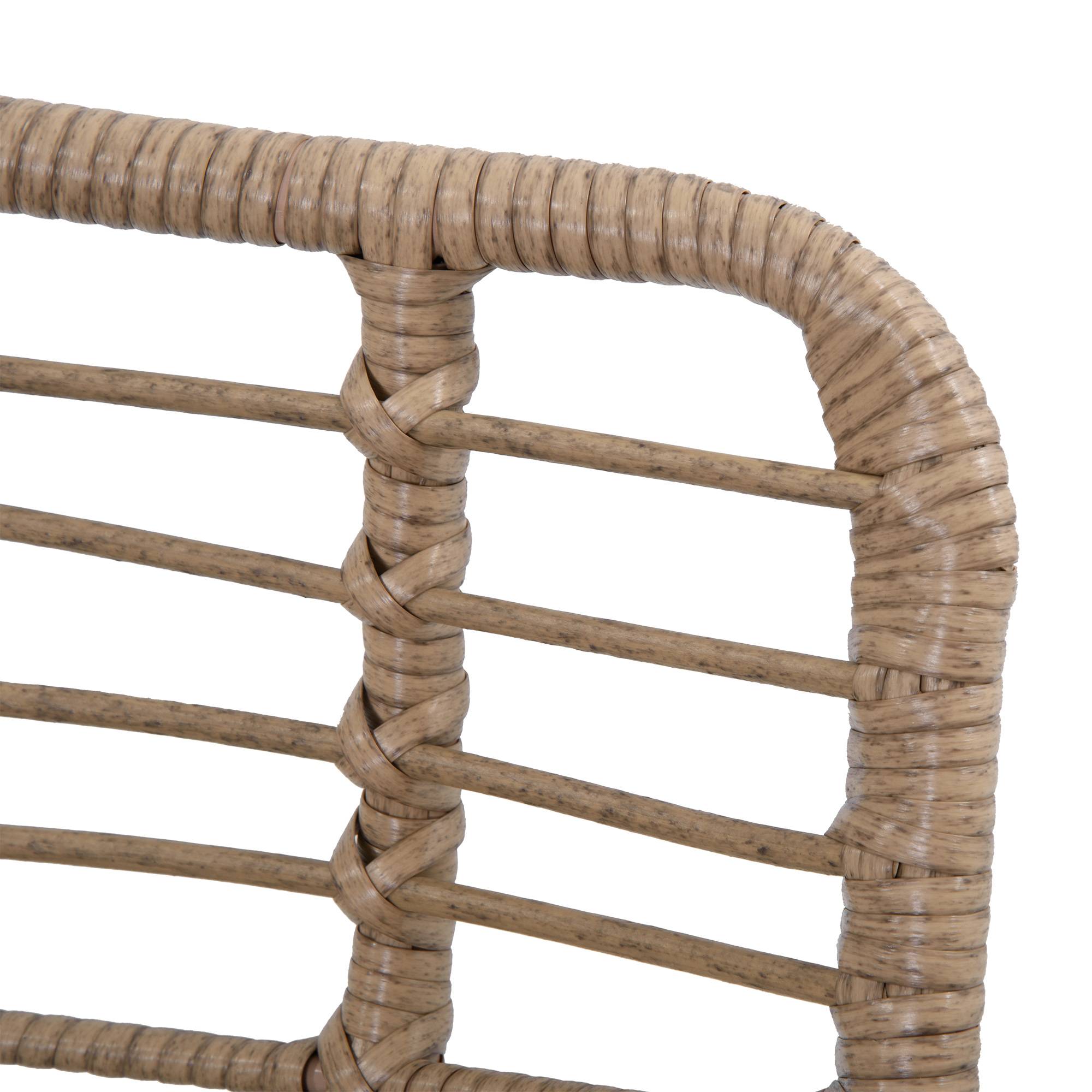 Fauteuil chaise de jardin avec repose-pieds en métal époxy et résine tressée aspect rotin avec coussins - Image 9