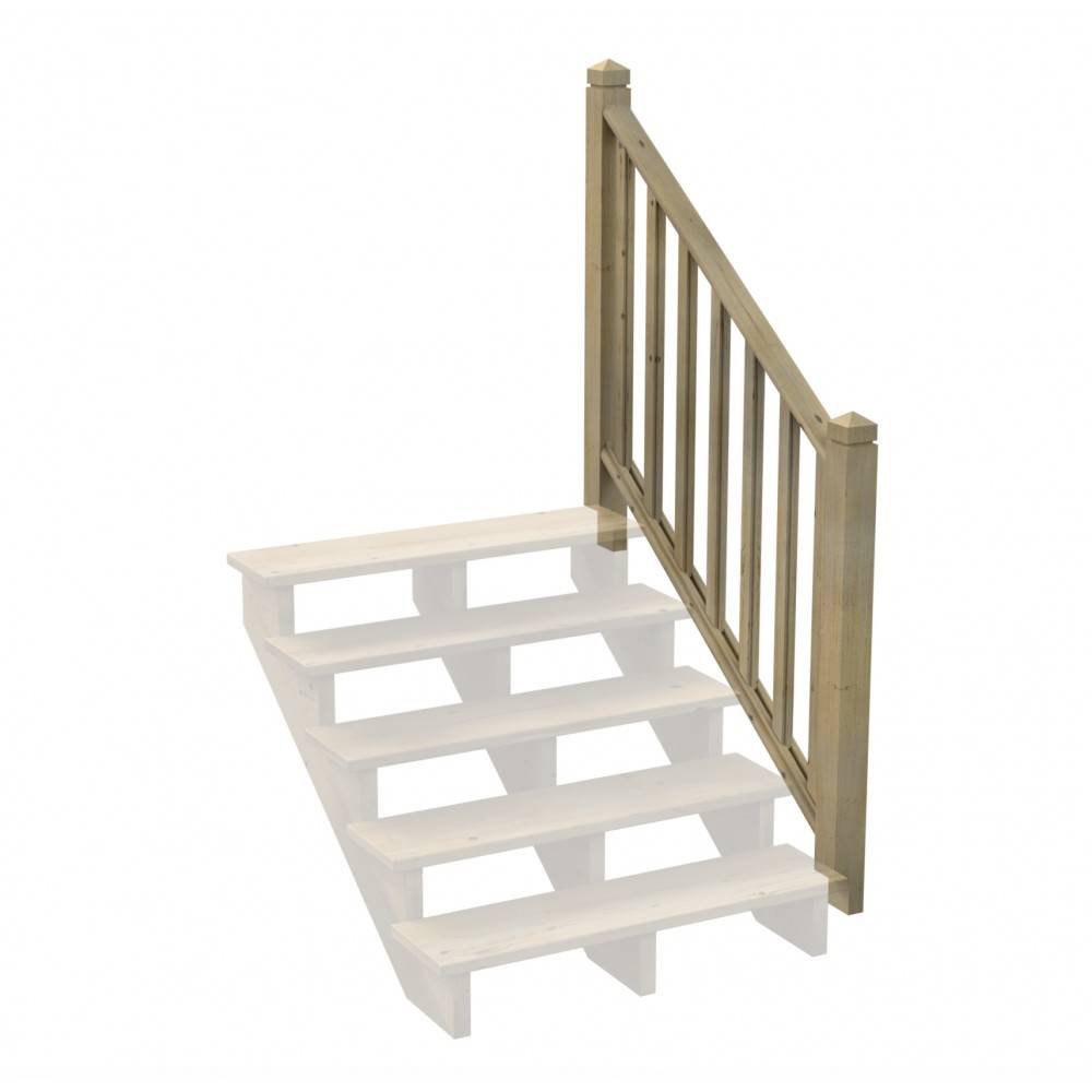 Kit Garde-corps Bois 5 marches - Escalier Extérieur - Rampes Recoupables - Traité Autoclave - Montage Facile - Garantie 10 ans - Image 1