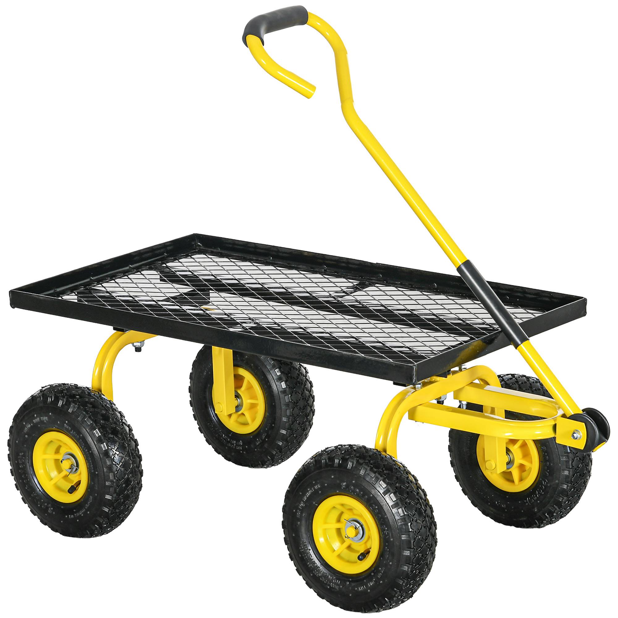 ComfortXL - Chariot de jardin en acier 94 x 48,5 x 100 cm jaune noir extérieur charge 150 kg - ComfortXL Outdoor Living - Image 1