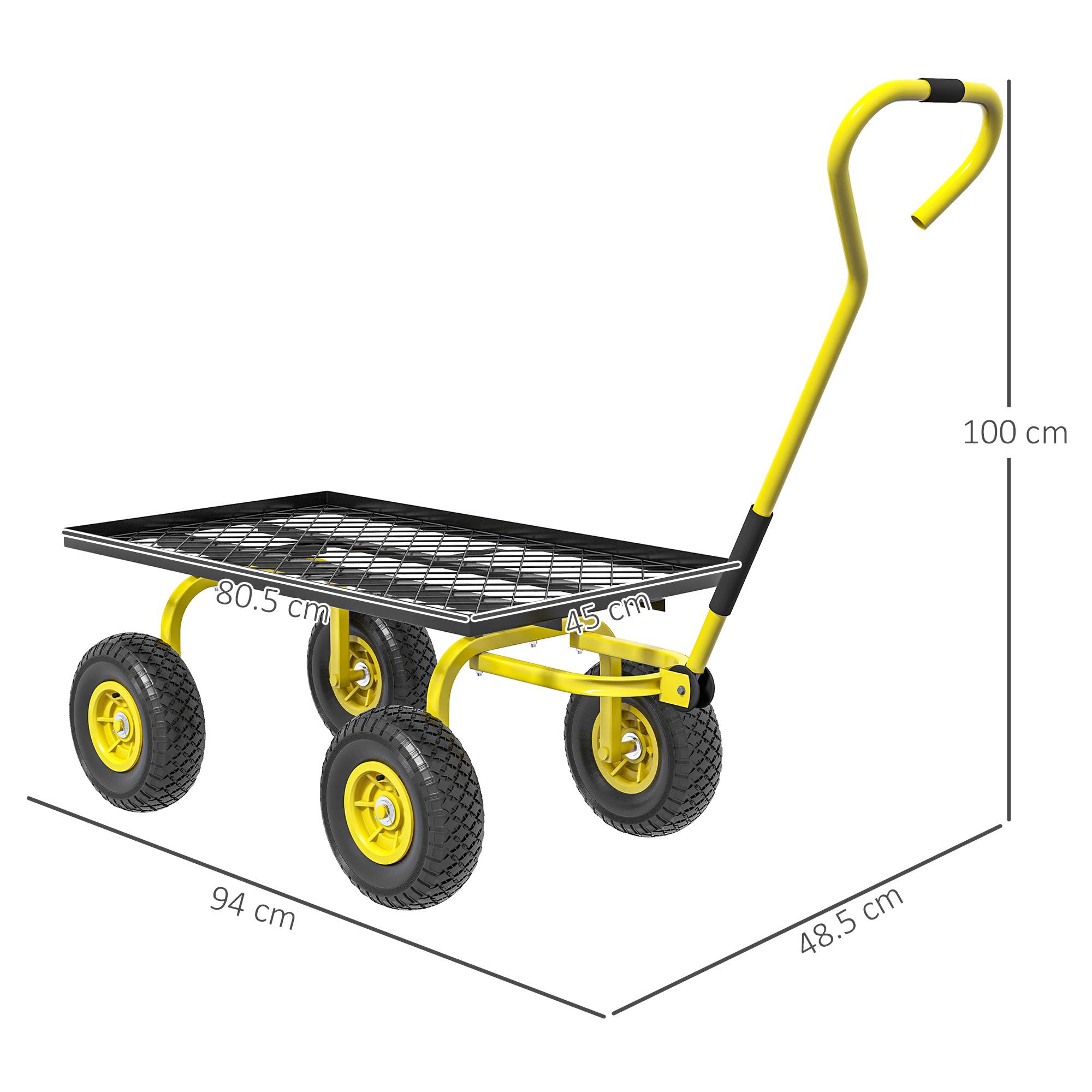 ComfortXL - Chariot de jardin en acier 94 x 48,5 x 100 cm jaune noir extérieur charge 150 kg - ComfortXL Outdoor Living - Image 5
