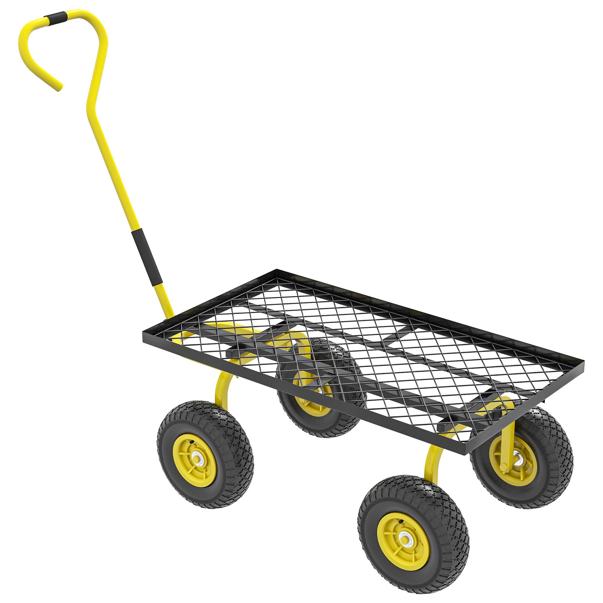 ComfortXL - Chariot de jardin en acier 94 x 48,5 x 100 cm jaune noir extérieur charge 150 kg - ComfortXL Outdoor Living - Image 2