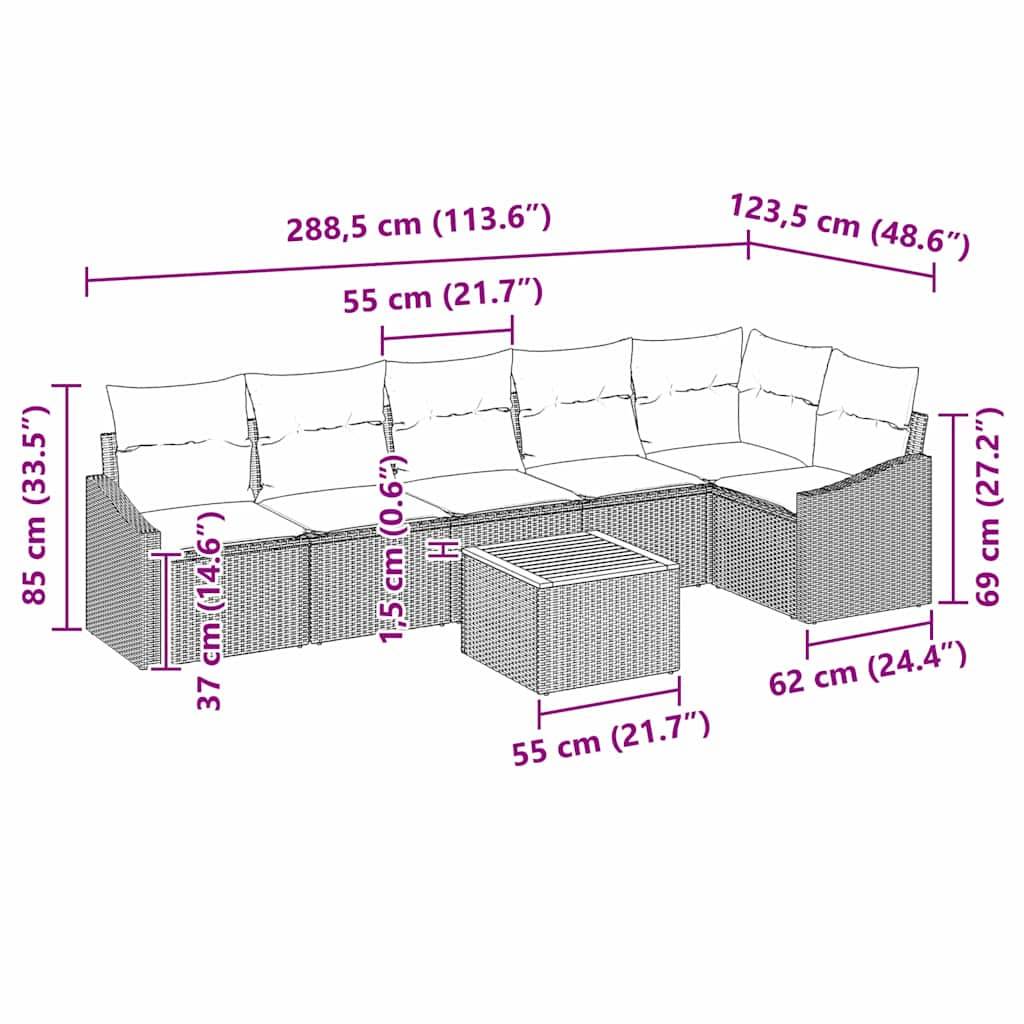 Salon de jardin 6 places en résine tressée avec table en bois modulable Beige – ComfortXL Outdoor Living - Image 9