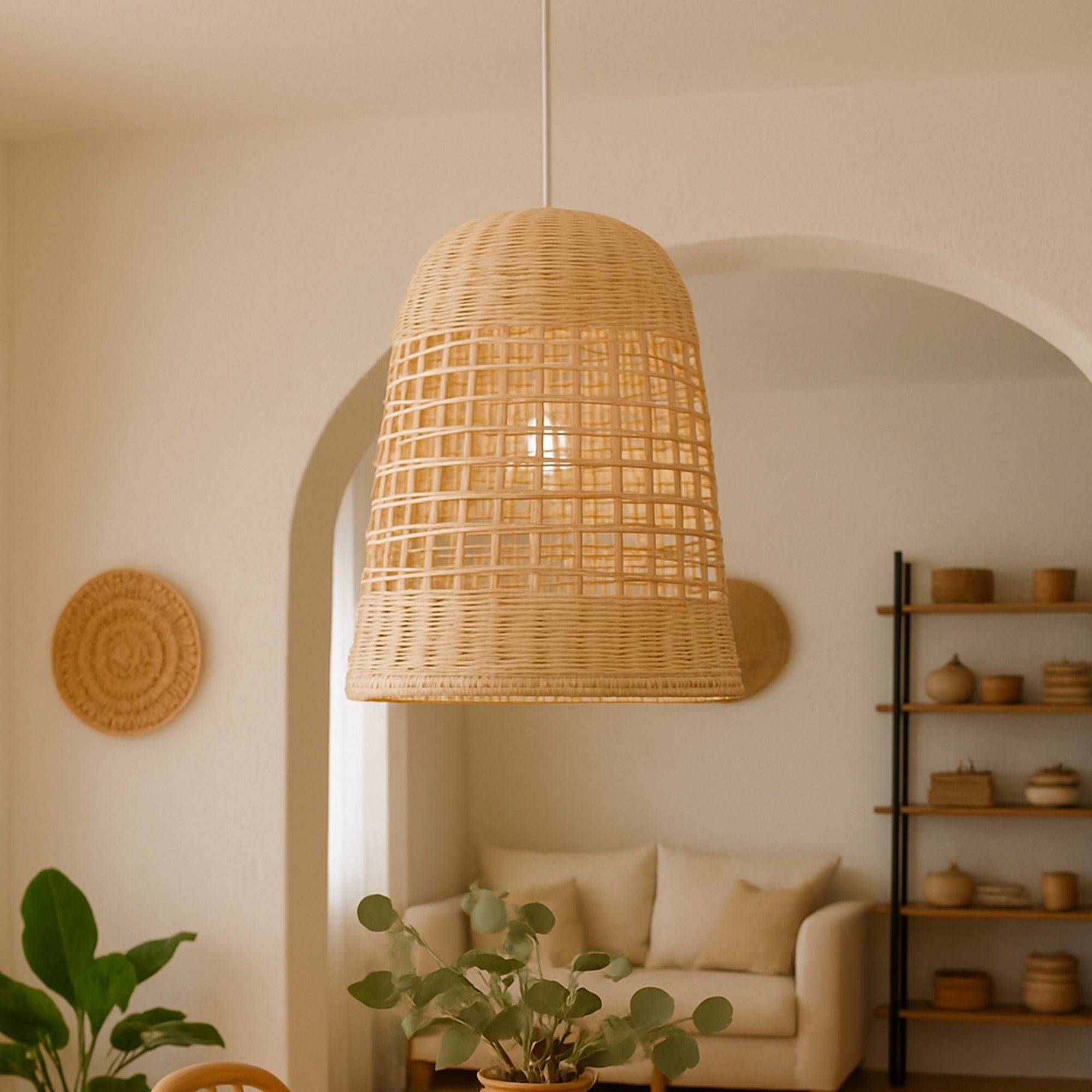 Lumisky - Suspension intérieur AMAYA NATURAL Beige Rotin D38CM - Image 2