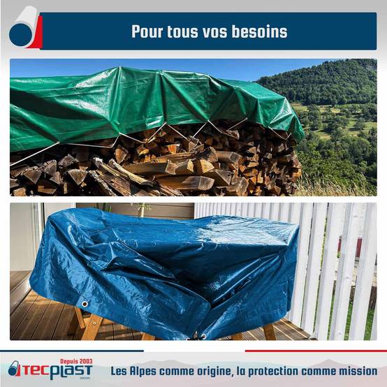 Pack 2 Bâches de Protection - Top Tailles - 3x5m (x1) HQ250MU + 4x5m (x1) SR150MU - Bâches imperméables - PD5MU TECPLAST - Image 2
