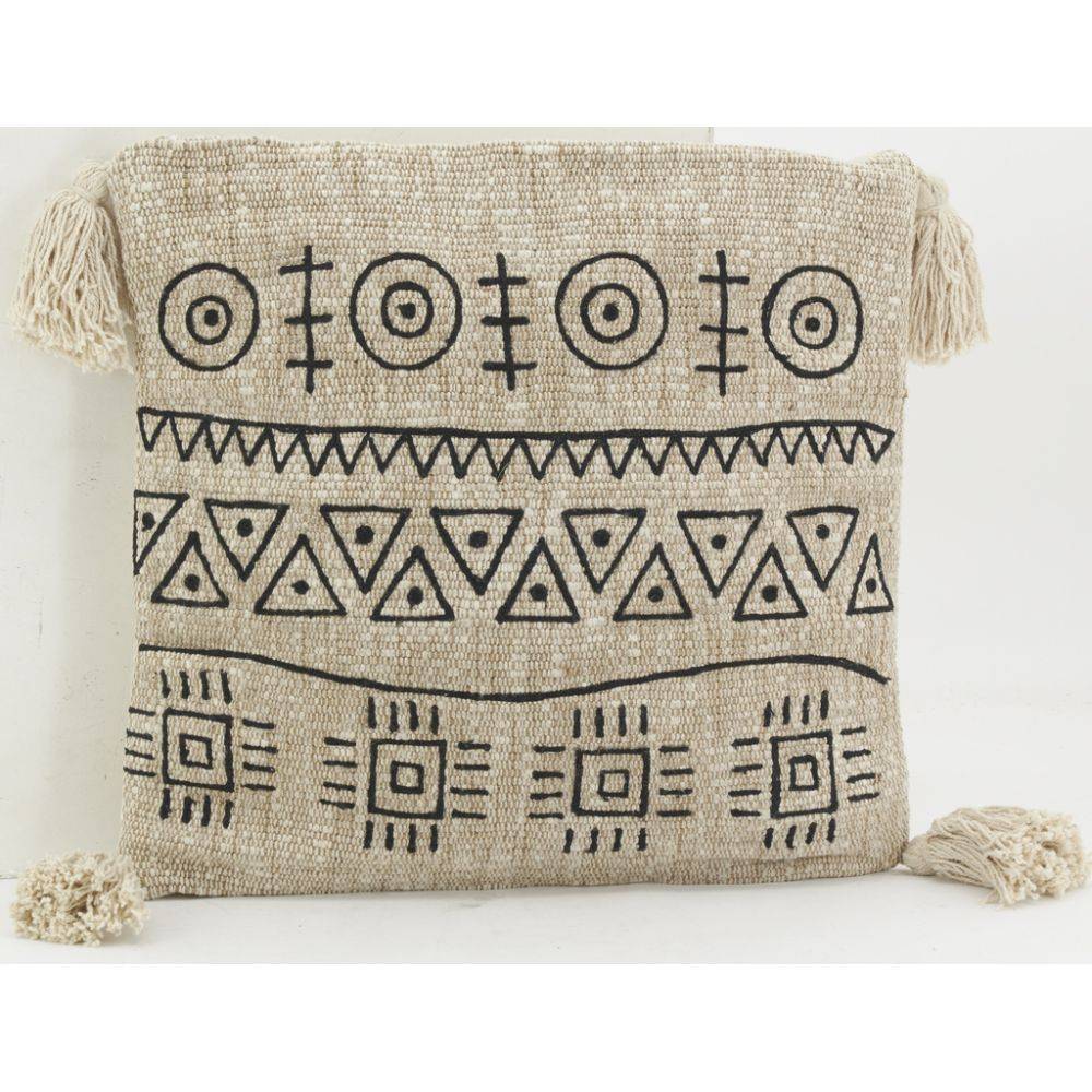 Aubry Gaspard - Coussin en jute et coton brodé - Image 3