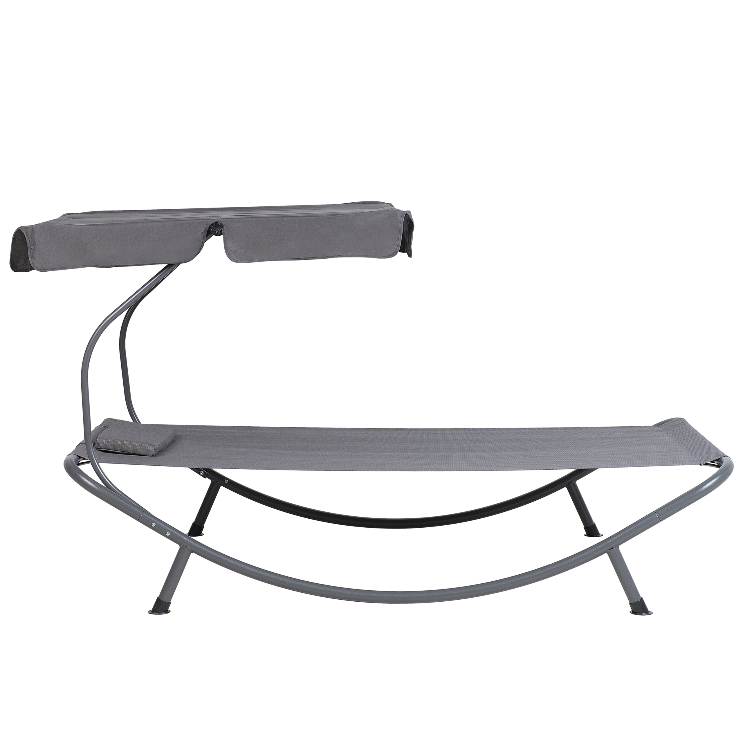 Beliani - Chaise Longue de Jardin en Acier et Tissu Gris Design Résistant et Luxueux pour Jardin ou Terrasse Moderne - Image 7