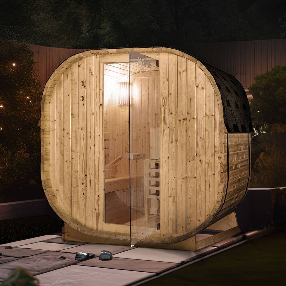 Sauna extérieur HOME DELUXE CUBE L - 184 x 180 cm pour 4 personnes - Image 2