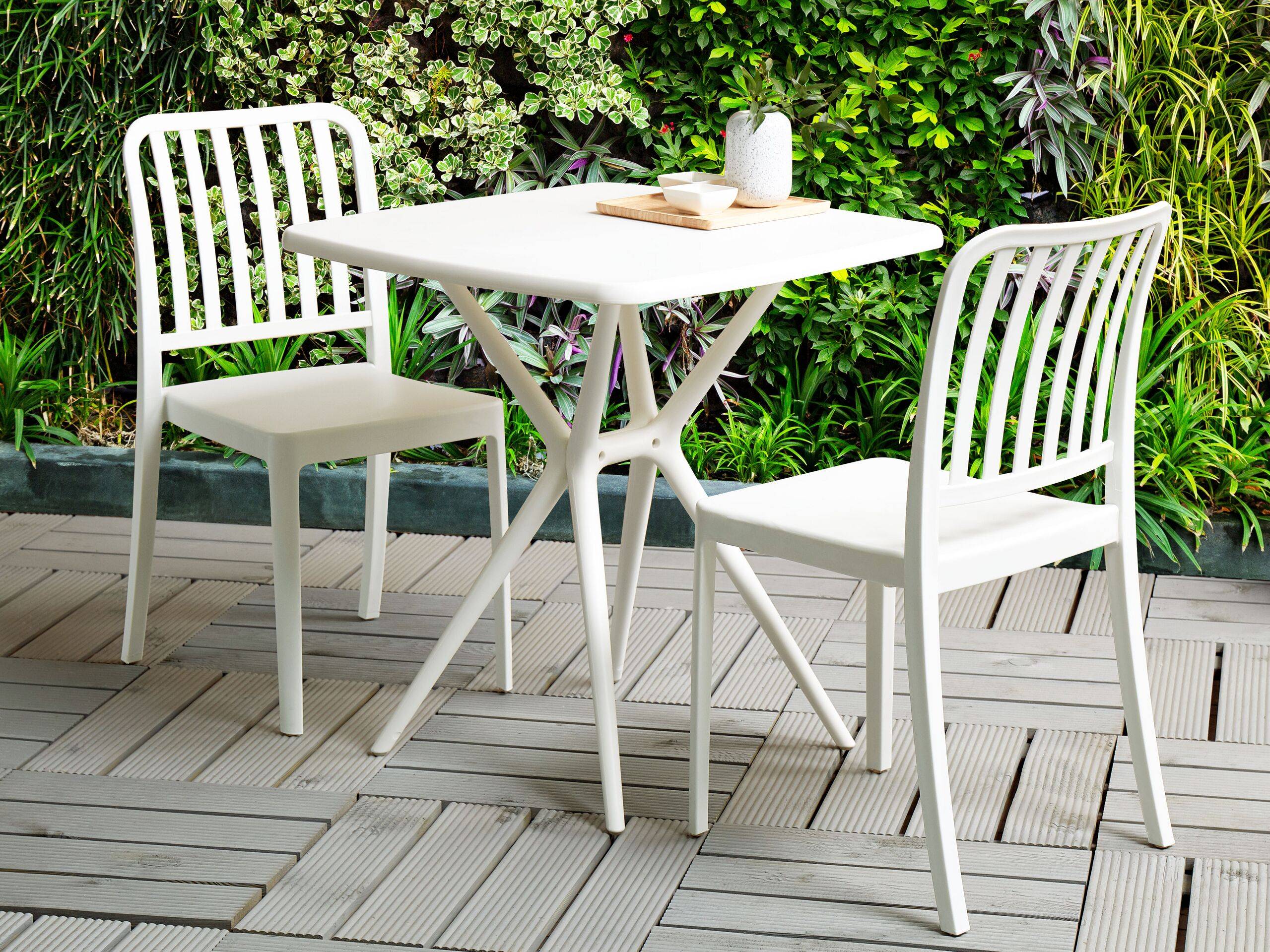 Beliani - Set de Bistro Blanc Plastique 2 Chaises Table Moderne Enseble Jardin Meuble de Balcon - Image 2