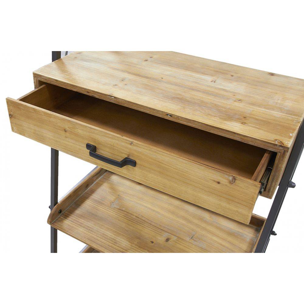 Aubry Gaspard - Etagère en pin et métal 1 tiroir - Image 4