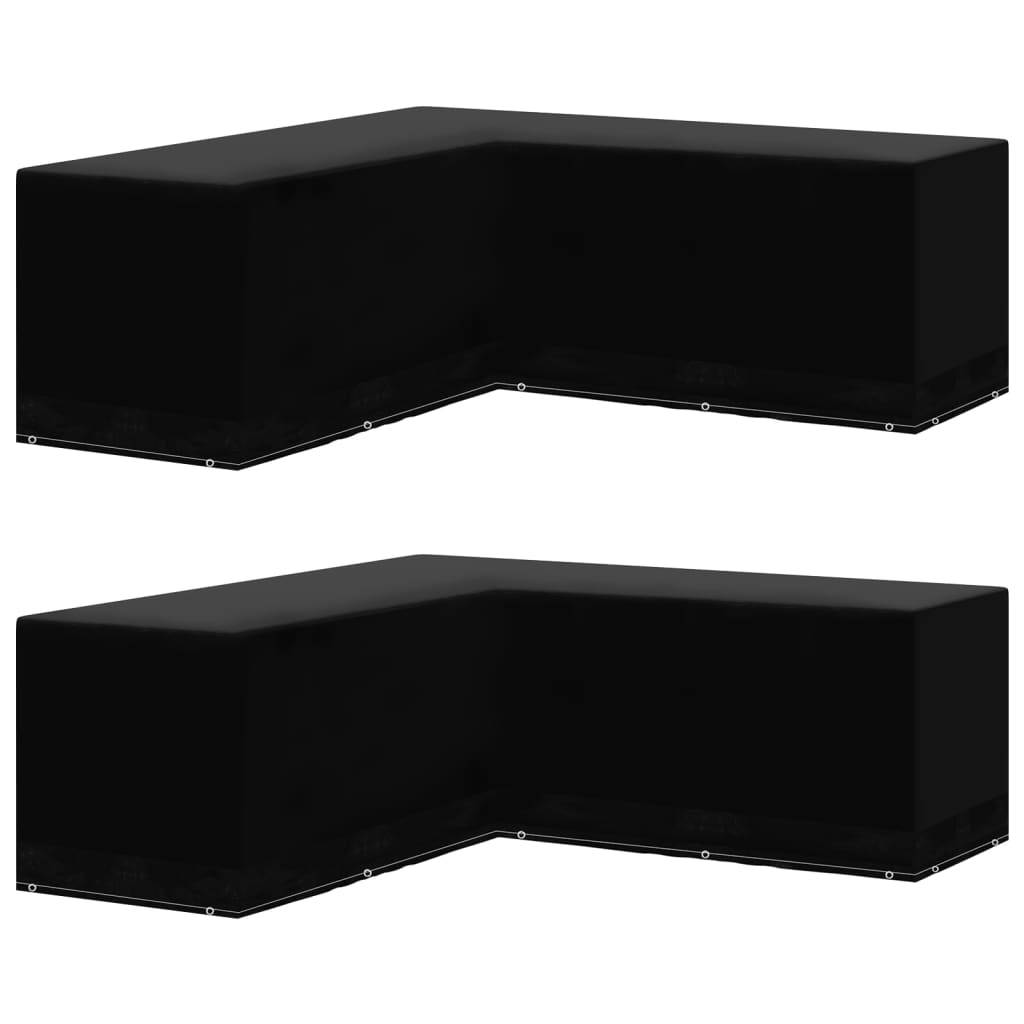 Lot de 2 Housses Salon de Jardin d'Angle en L PE Étanche Anti-UV pour Canapé d'Extérieur Noir 250x250x90cm – ComfortXL Outdoor Living - Image 1