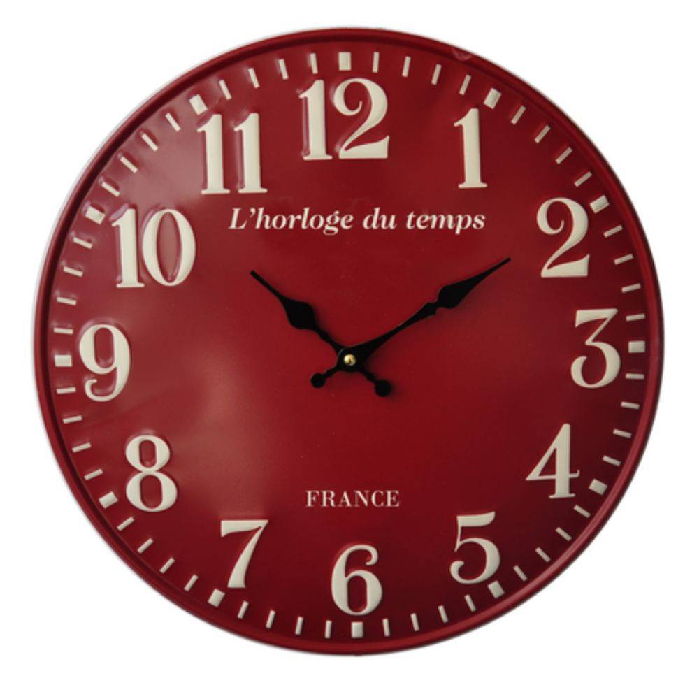 Chemin De Campagne - Horloge - «l’horloge du temps» rouge Ø40 cm Chemin de campagne