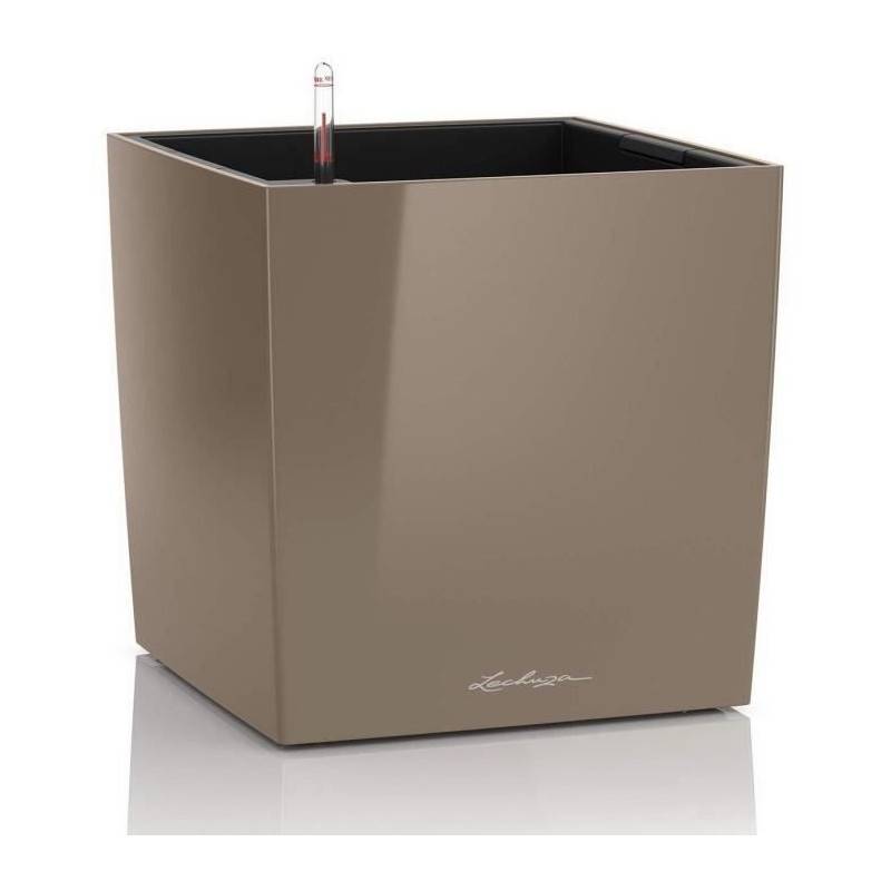 Lechuza - Pot De Fleur Lechuza Cube Premium 50 - Kit Complet, Taupe Brillant - Image 1