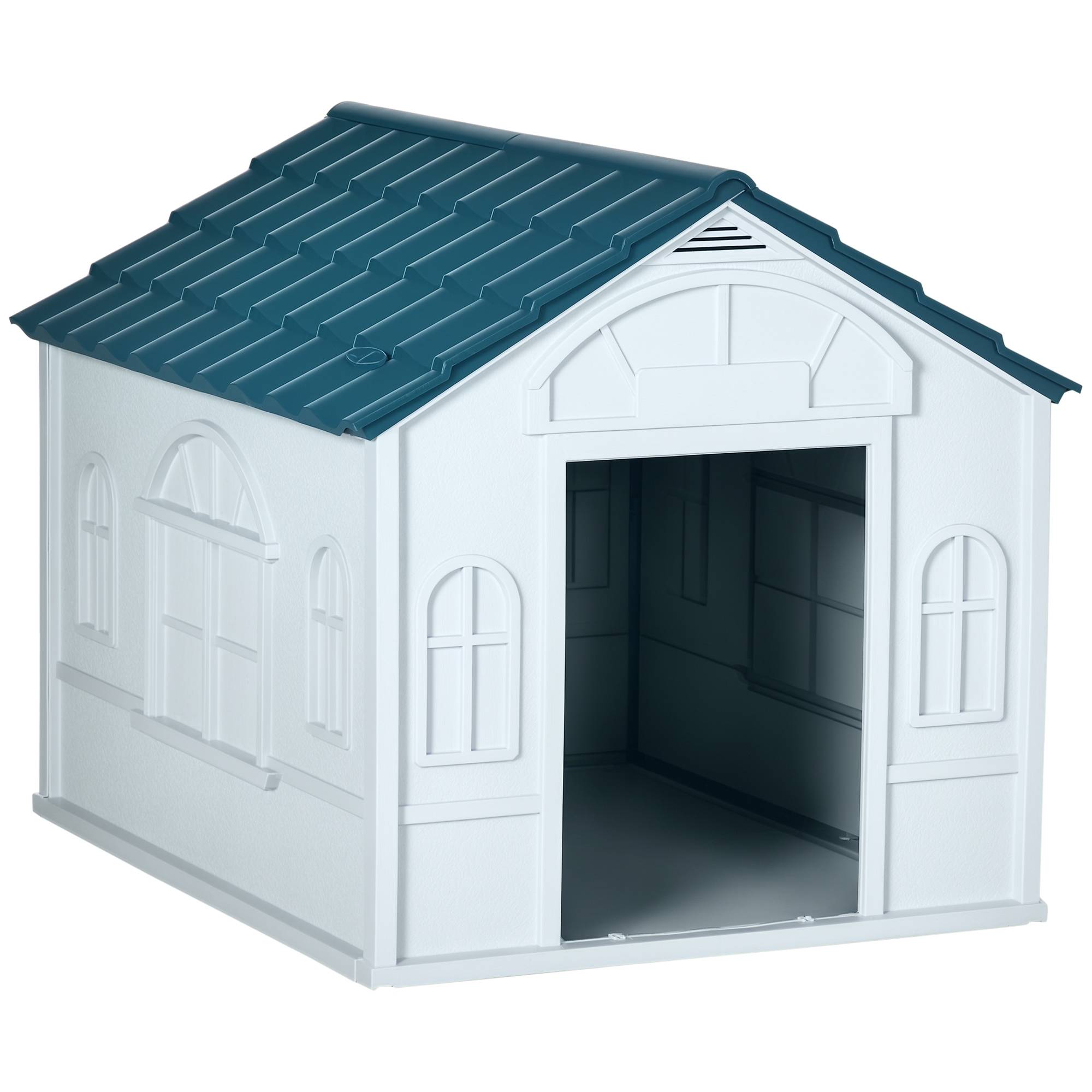 Niche pour Chien Extérieur avec Toit en Pente et Porte Avant Ouverte, pour Chiens Moyens et Grands, 84,2x98,2x82cm, Bleu - Image 1
