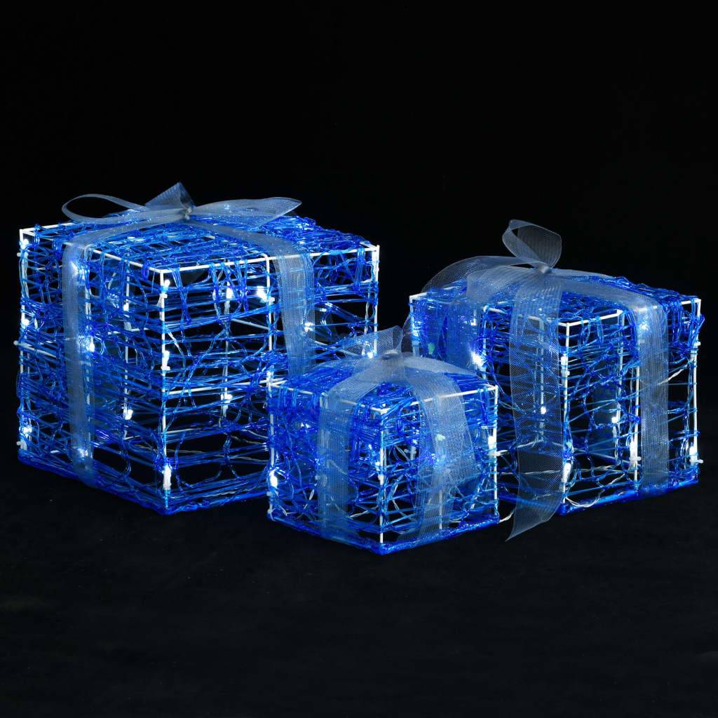 3 pcs Boîtes-cadeaux de Noël décoratives - Décoration Pour Noël Acrylique Blanc froid - Image 1