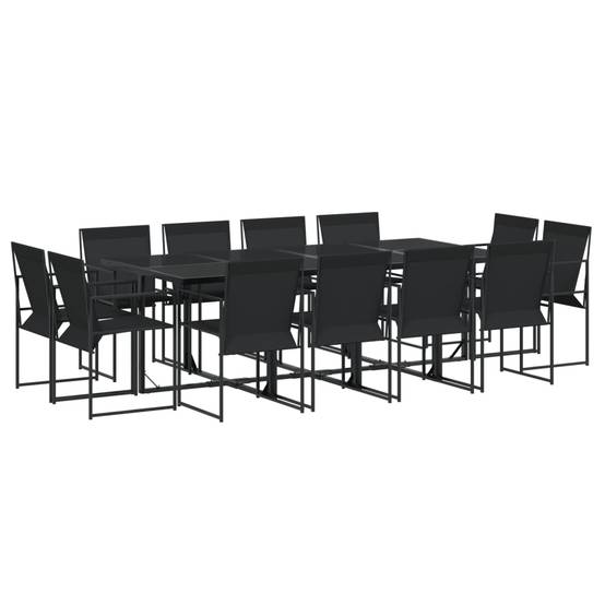 ComfortXL - Table et Chaises de Jardin 12 Places en Textilène, Ensemble Encastrable Noir avec Table en Verre 220cm – ComfortXL Outdoor Living - Image 2