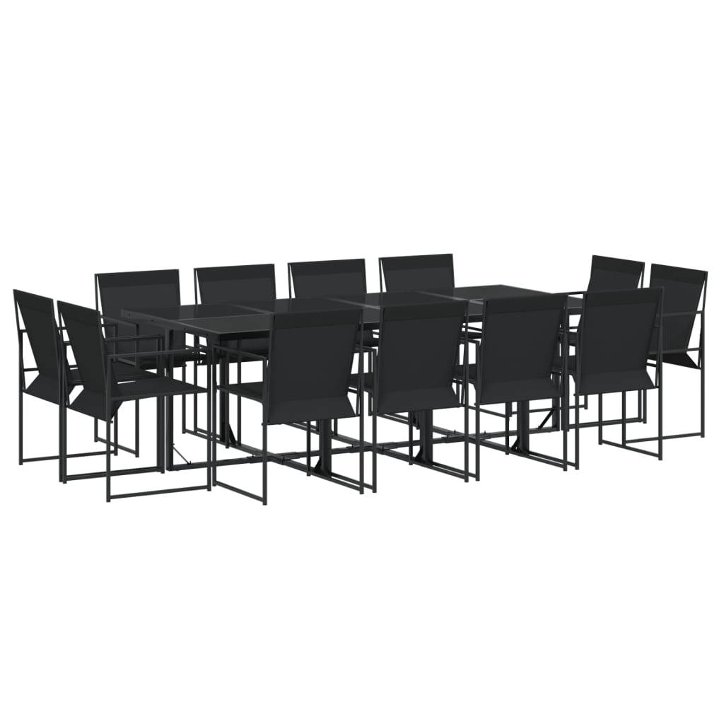ComfortXL - Table et Chaises de Jardin 12 Places en Textilène, Ensemble Encastrable Noir avec Table en Verre 220cm – ComfortXL Outdoor Living - Image 2