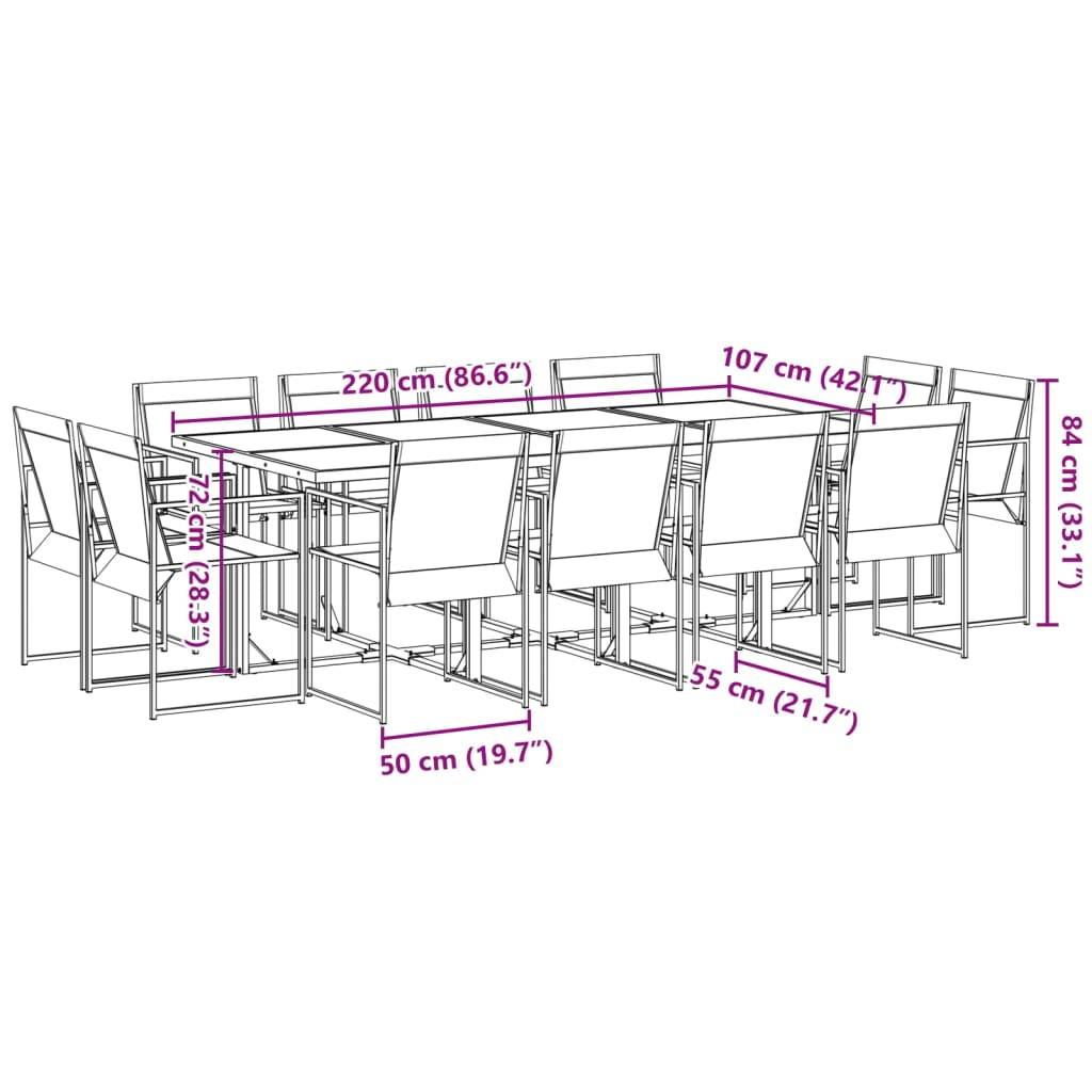 ComfortXL - Table et Chaises de Jardin 12 Places en Textilène, Ensemble Encastrable Noir avec Table en Verre 220cm – ComfortXL Outdoor Living - Image 8