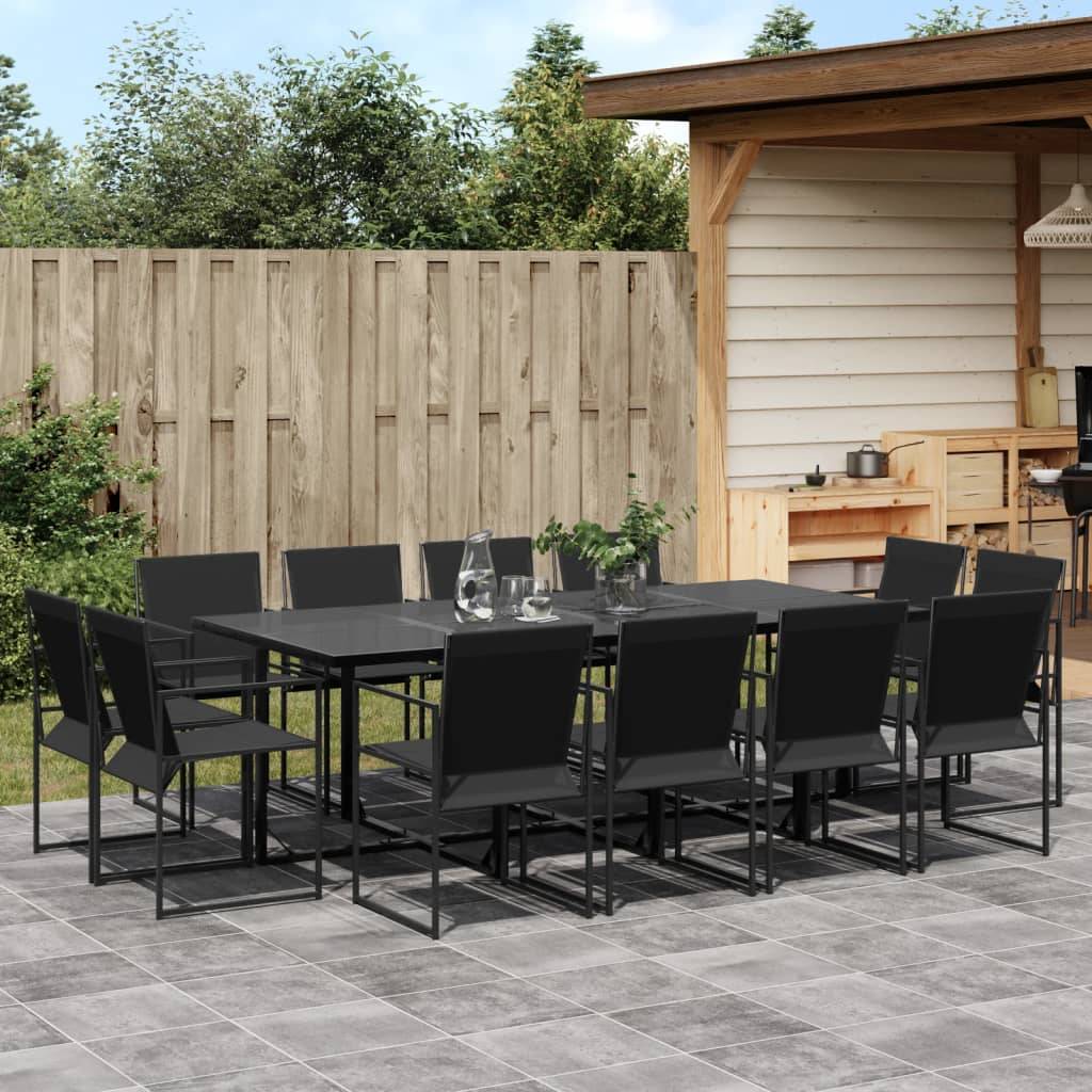 ComfortXL - Table et Chaises de Jardin 12 Places en Textilène, Ensemble Encastrable Noir avec Table en Verre 220cm – ComfortXL Outdoor Living - Image 1