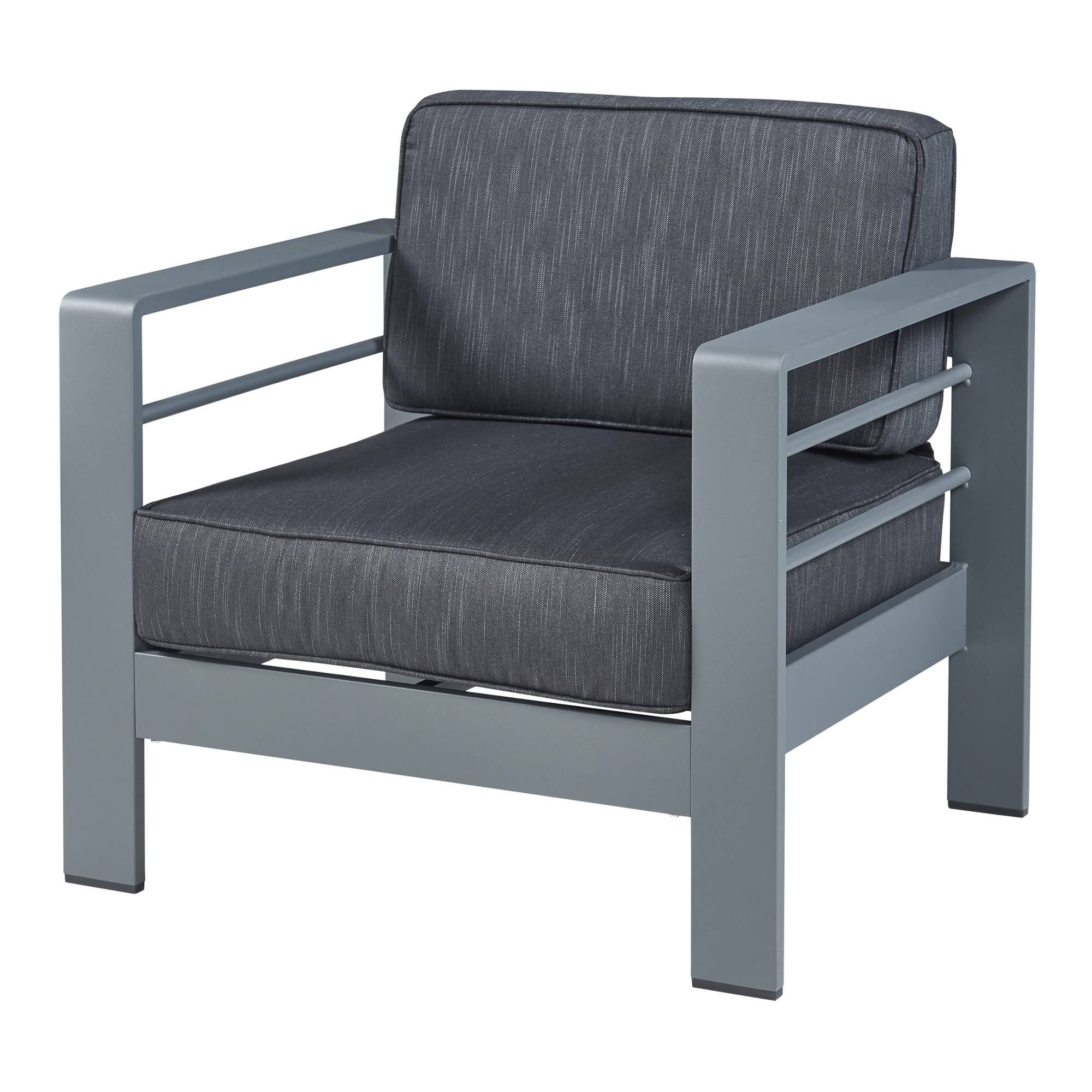 Casa.Pro - Salon de jardin 2 pièces Avise table d'appoint avec fauteuil anthracite gris foncé casa.pro - Image 2
