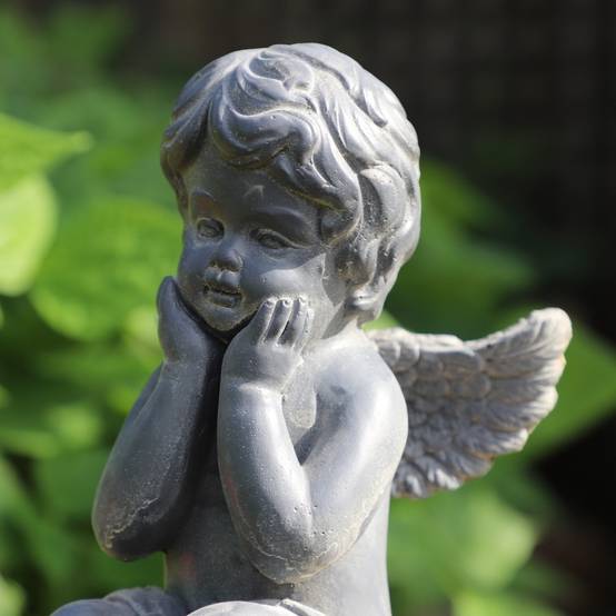 Statuette statue sculpture jardin ange chérubin béton gris 24.5cm Chemin de campagne - Image 6