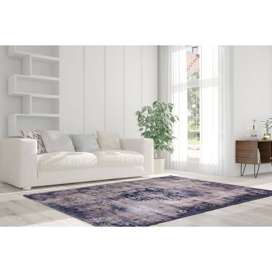 Tapis Rétro à Poils Courts "Vintage" Bleu 200 x 290 cm - Image 2