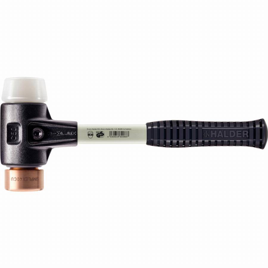 Maillet HALDER SIMPLEX Cuivre / superplastique avec boîtier en fonte malléable renforcée et manche en fibre de verre - D=40 mm - 3747.040