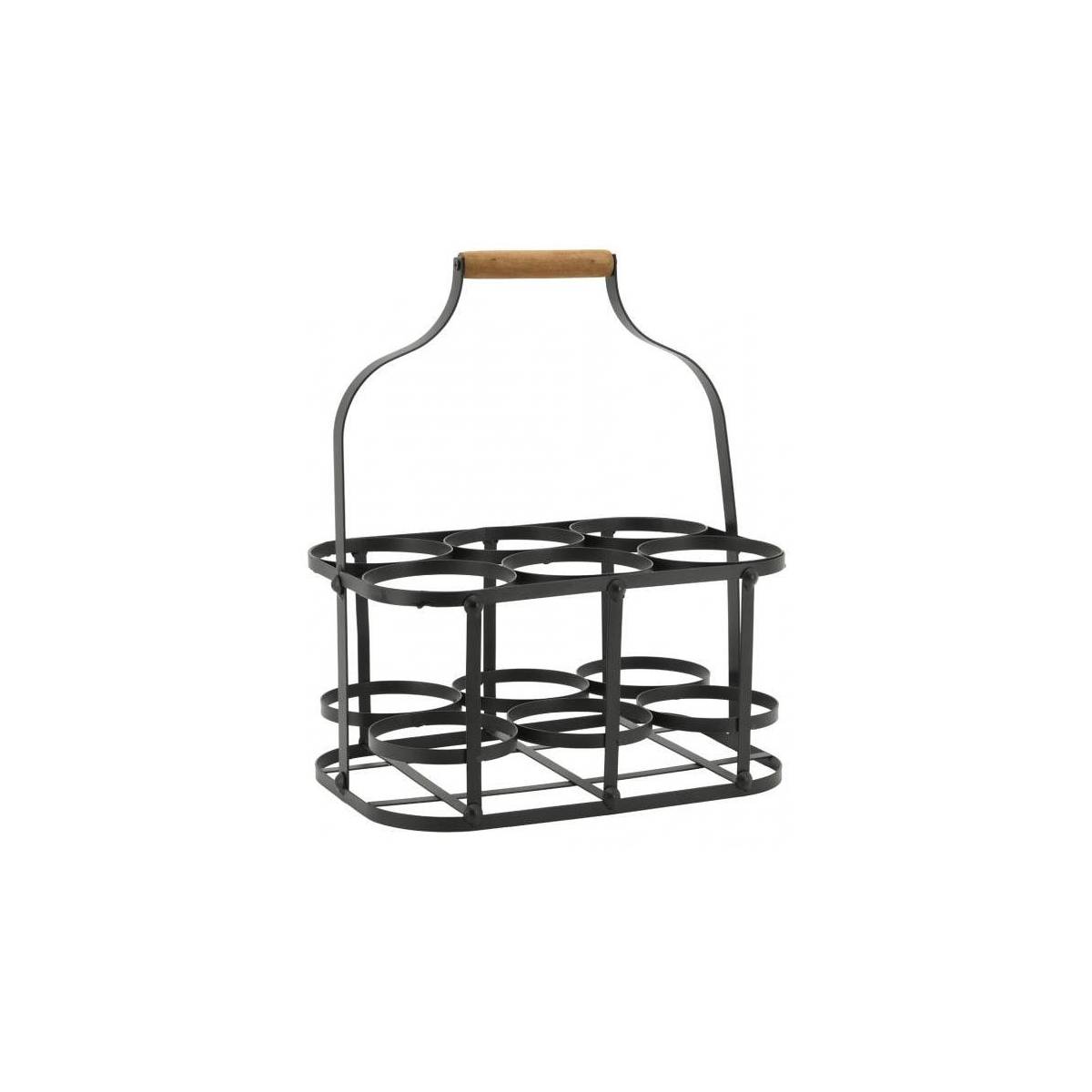 Aubry Gaspard - Panier bouteilles en métal et bois 6 bouteilles - Image 1