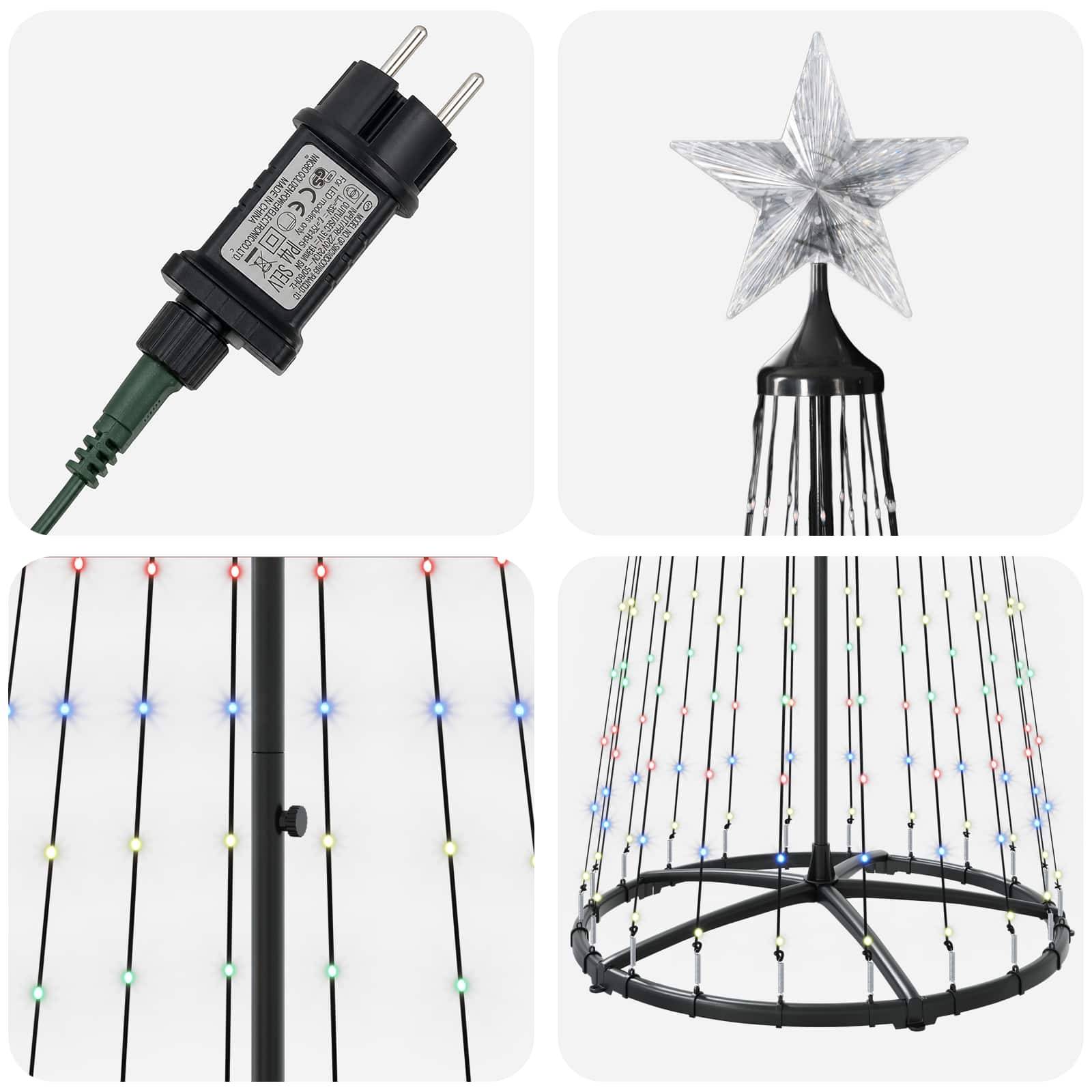 Vidaxl - Sapin cône lumineux LED 250 cm 470 LED Multicolore Acier Blanc vidaXL 42050815 - Image 6