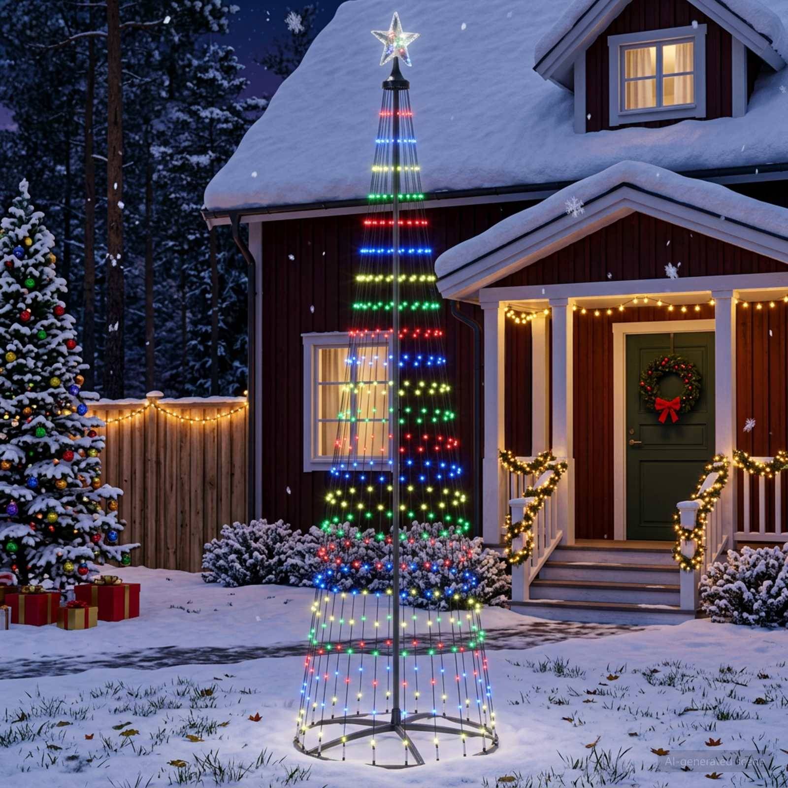 Vidaxl - Sapin cône lumineux LED 250 cm 470 LED Multicolore Acier Blanc vidaXL 42050815 - Image 1