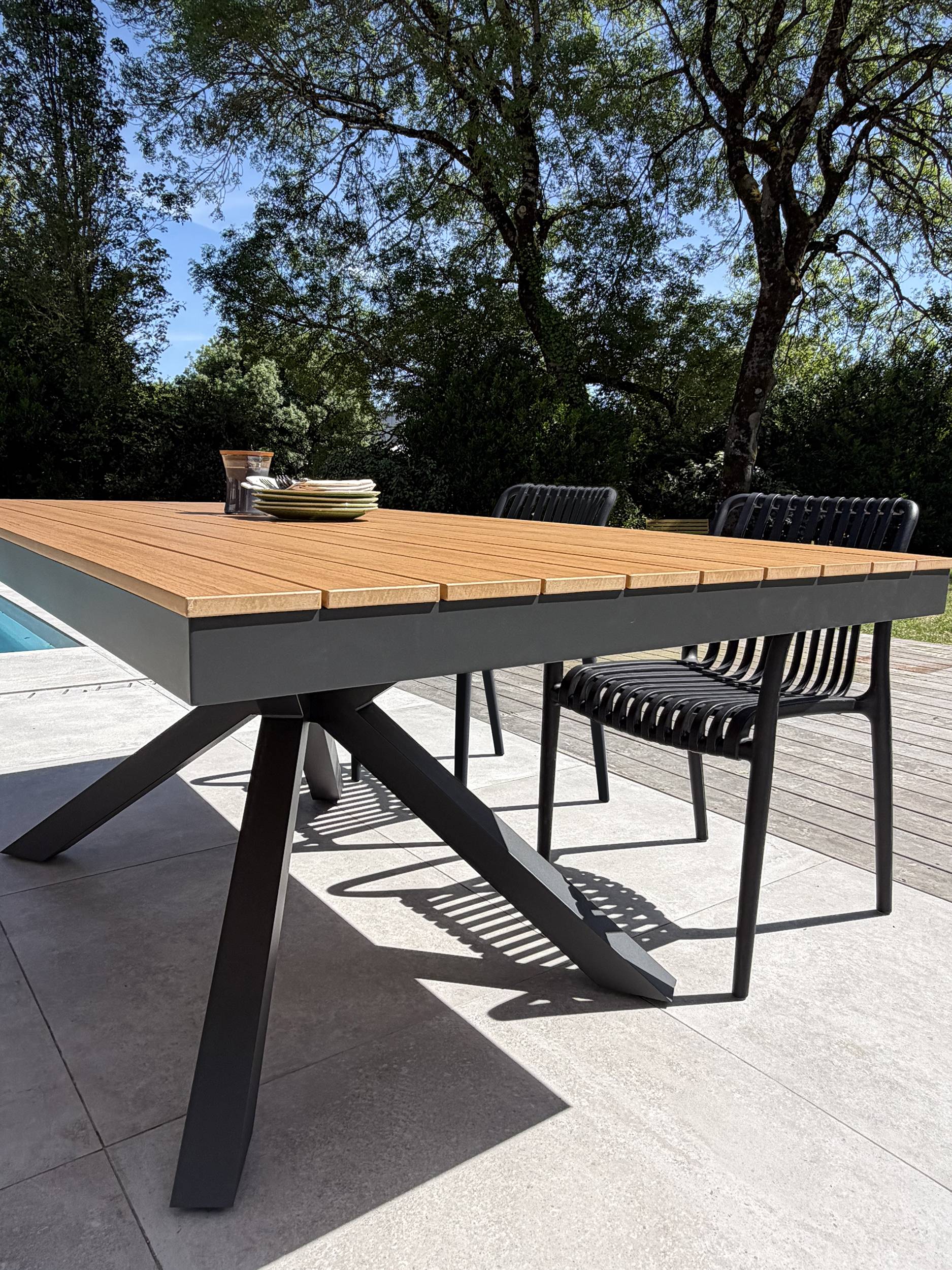 Dcb Garden - Ensemble repas de jardin 4 places en alu - Gris anthracite - LAMU - Image 4