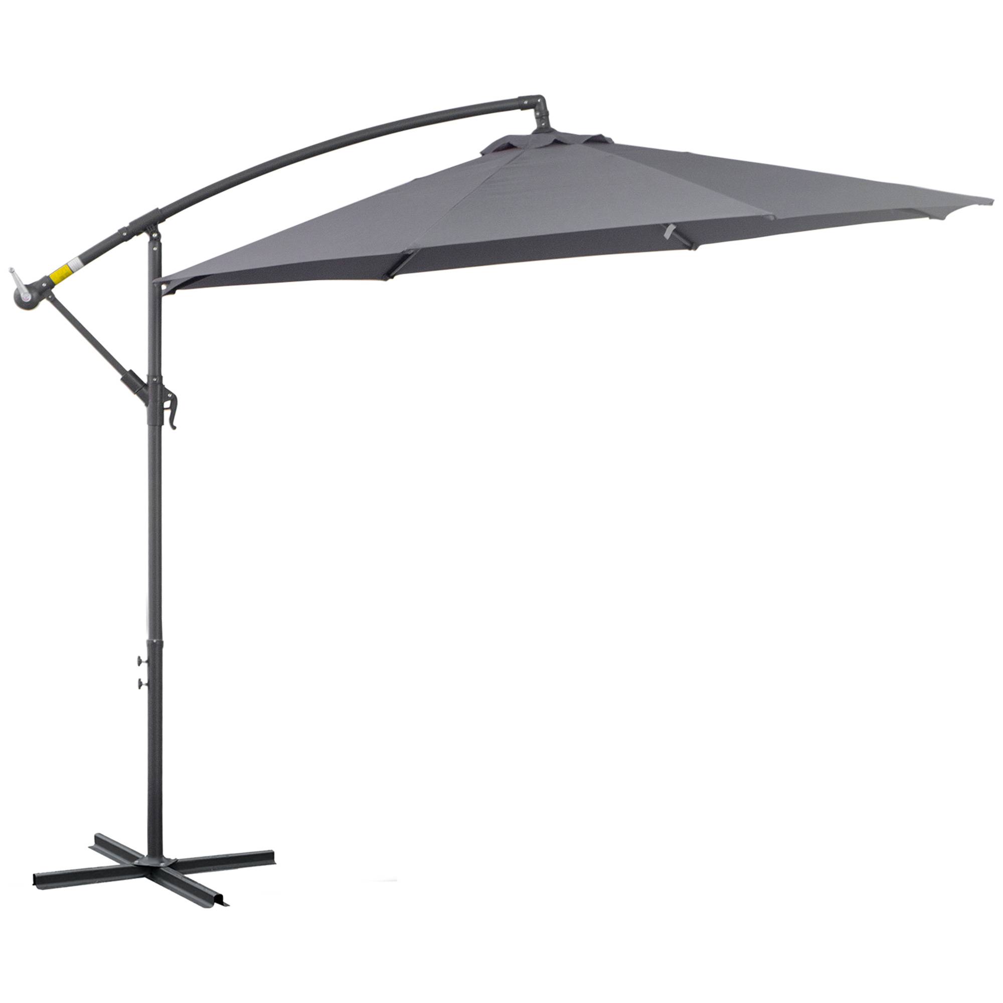 Parasol déporté octogonal rabattable dia. 3 m parasol de jardin - Polyester Gris fr323 - Image 2