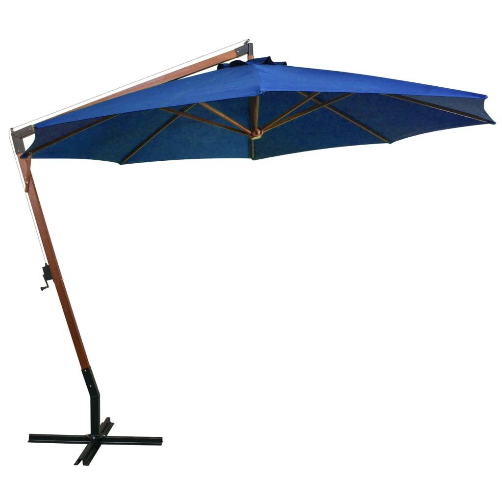 Helloshop26 - Parasol suspendu avec mât 3,5 x 2,9 m bois de sapin bleu - Image 2