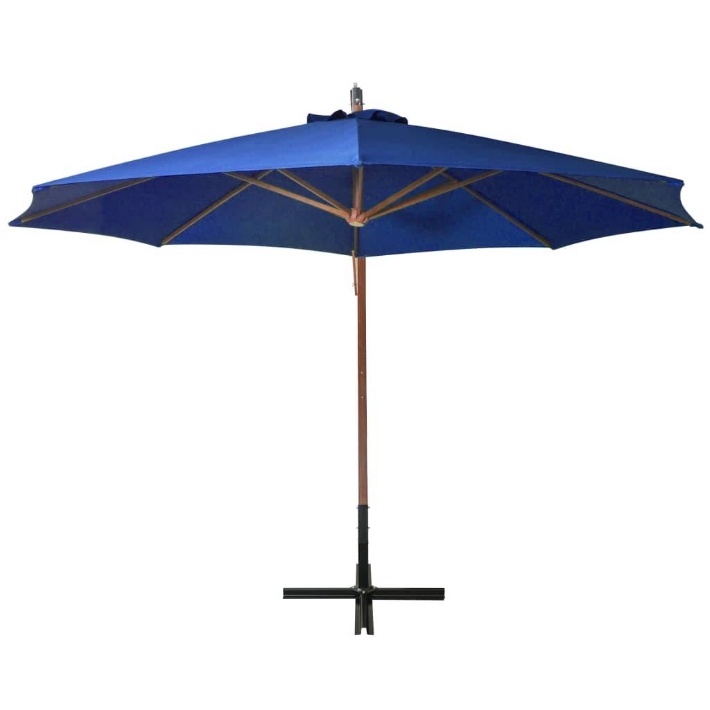 Helloshop26 - Parasol suspendu avec mât 3,5 x 2,9 m bois de sapin bleu - Image 3