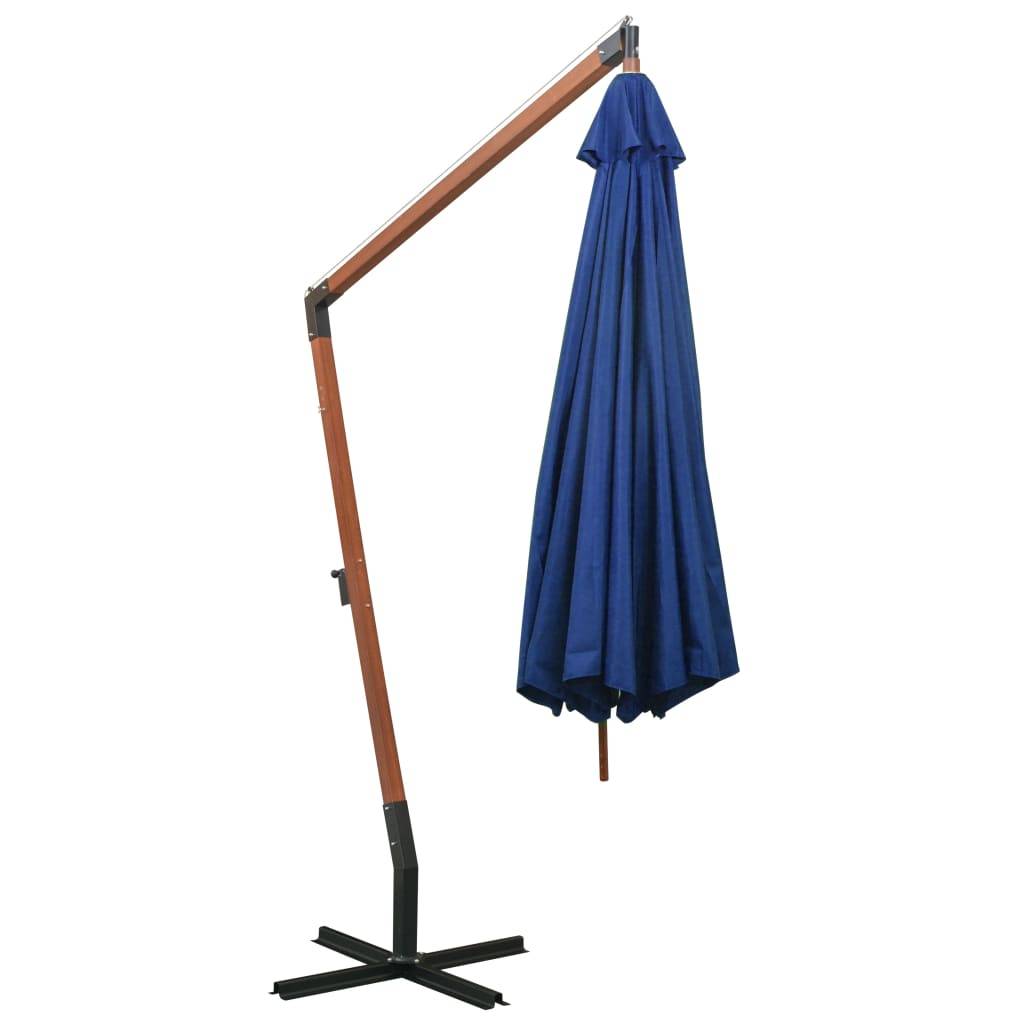 Helloshop26 - Parasol suspendu avec mât 3,5 x 2,9 m bois de sapin bleu - Image 4
