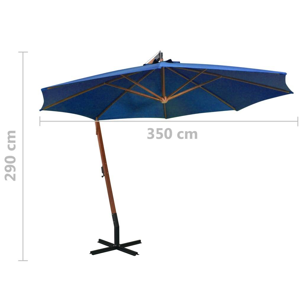 Helloshop26 - Parasol suspendu avec mât 3,5 x 2,9 m bois de sapin bleu - Image 8