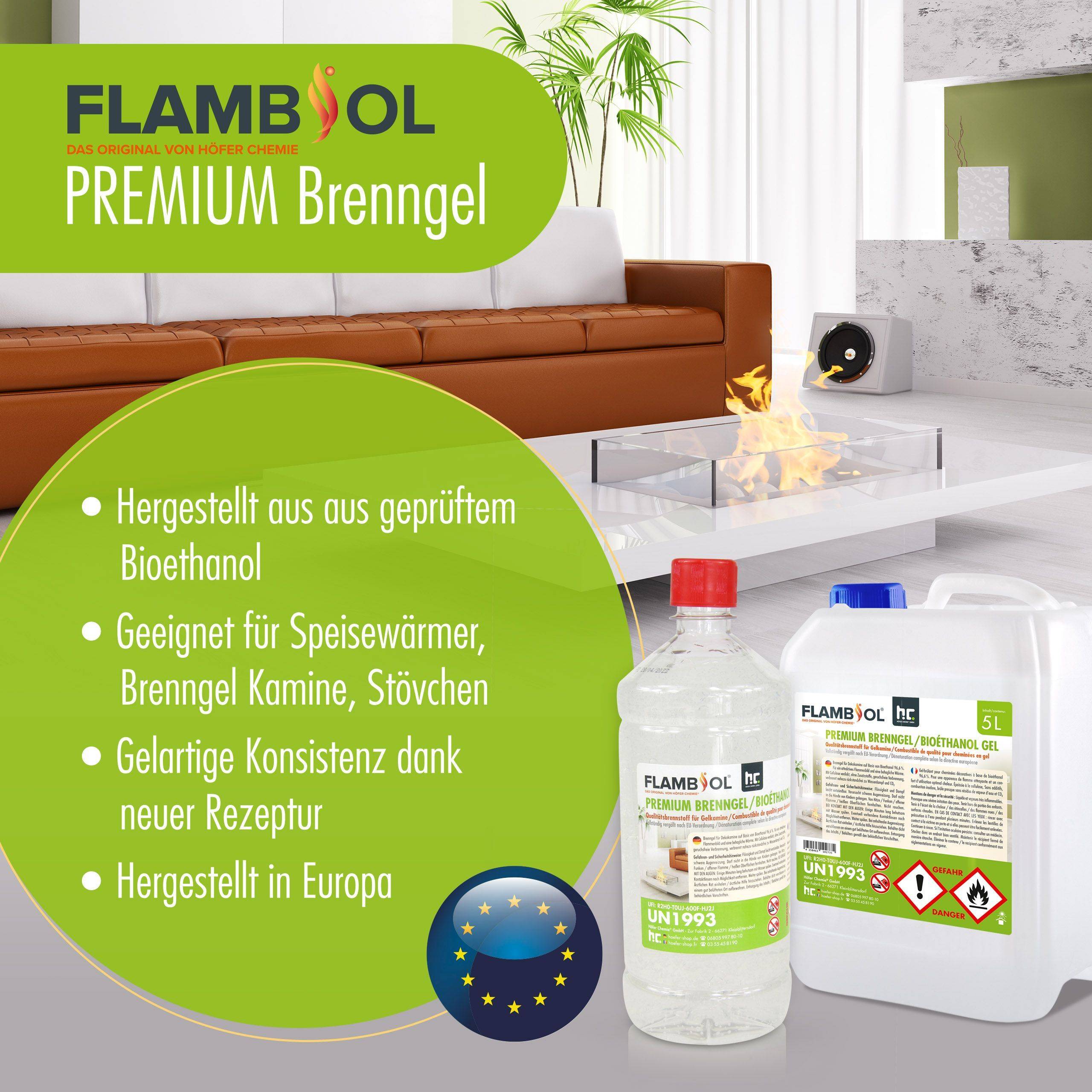Bioéthanol premium sous forme de gel FLAMBIOL® en bouteille de 1 L x 15 - Image 2